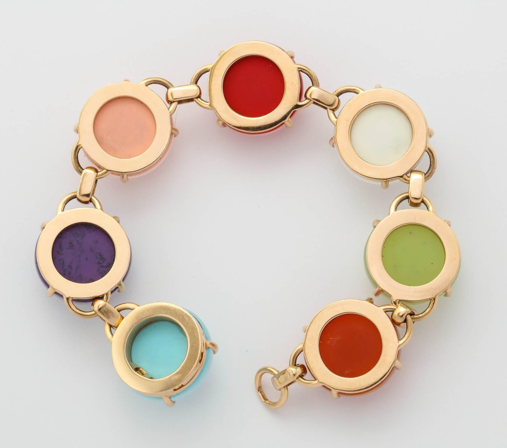 Contemporary 18 Karat Rose Gold Semi-Precious Stone Doublet Bracelet For Sale