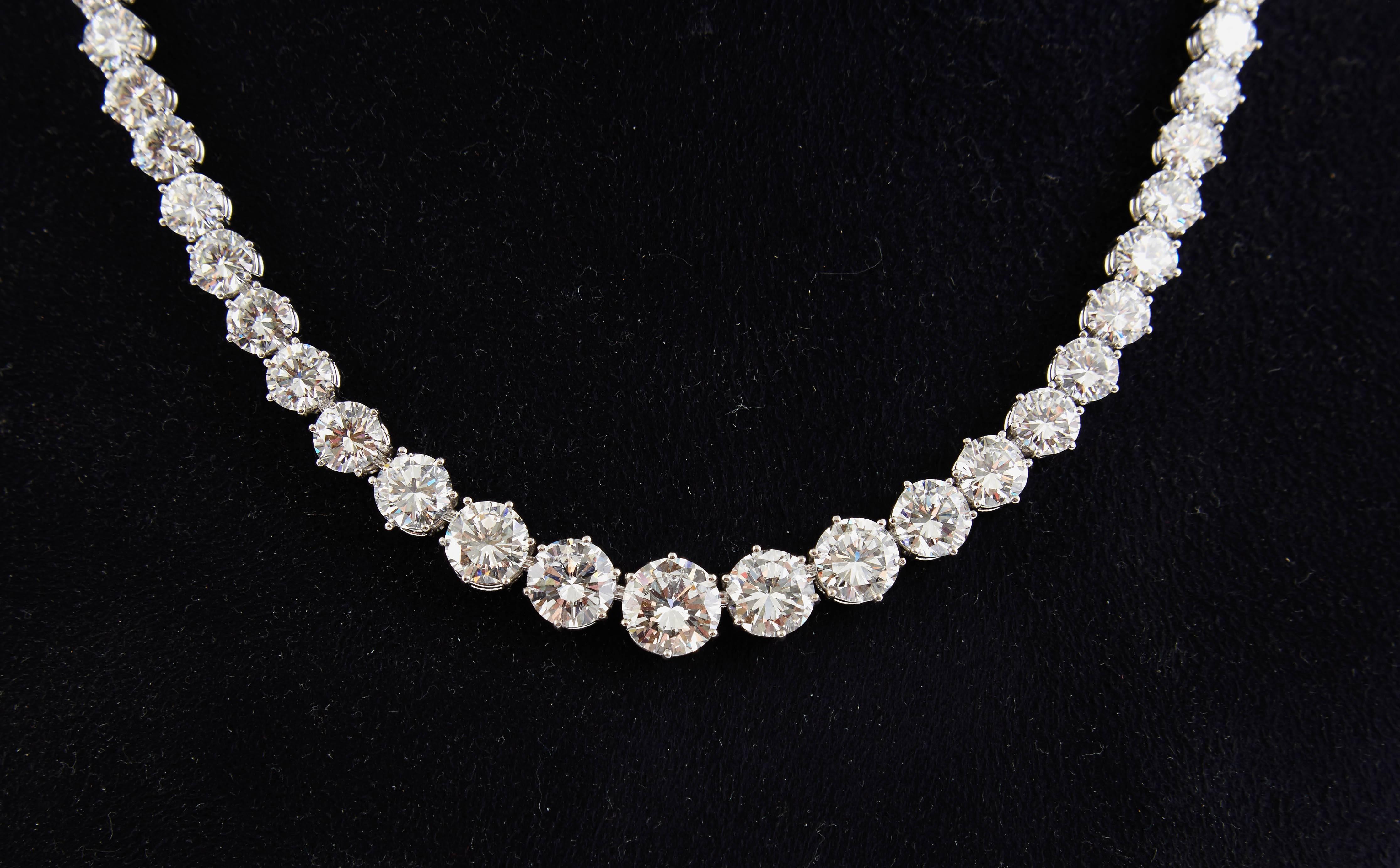 Women's GIA Certified 41.00 Carat Diamond Riviere Necklace For Sale