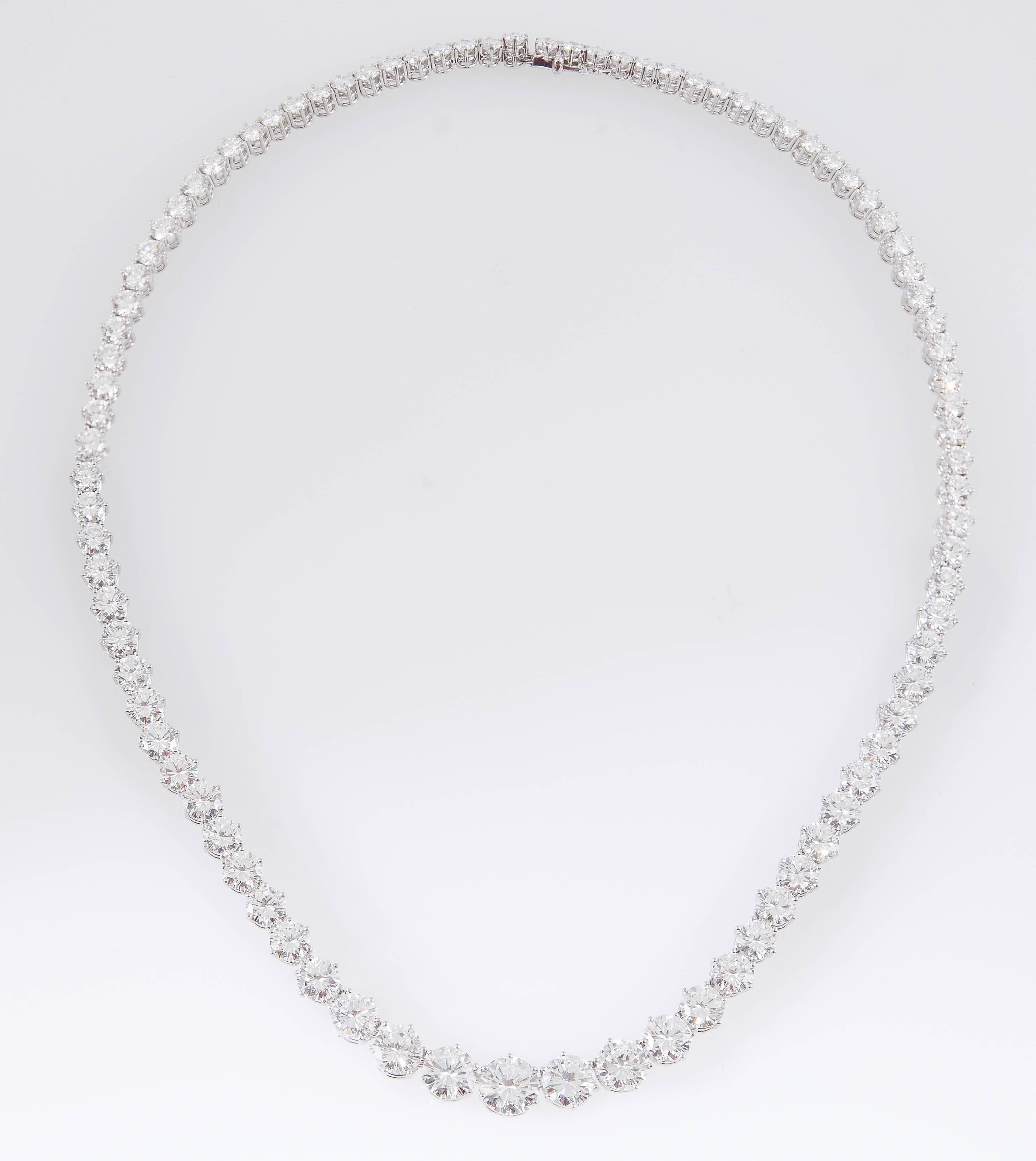GIA Certified 41.00 Carat Diamond Riviere Necklace For Sale 2