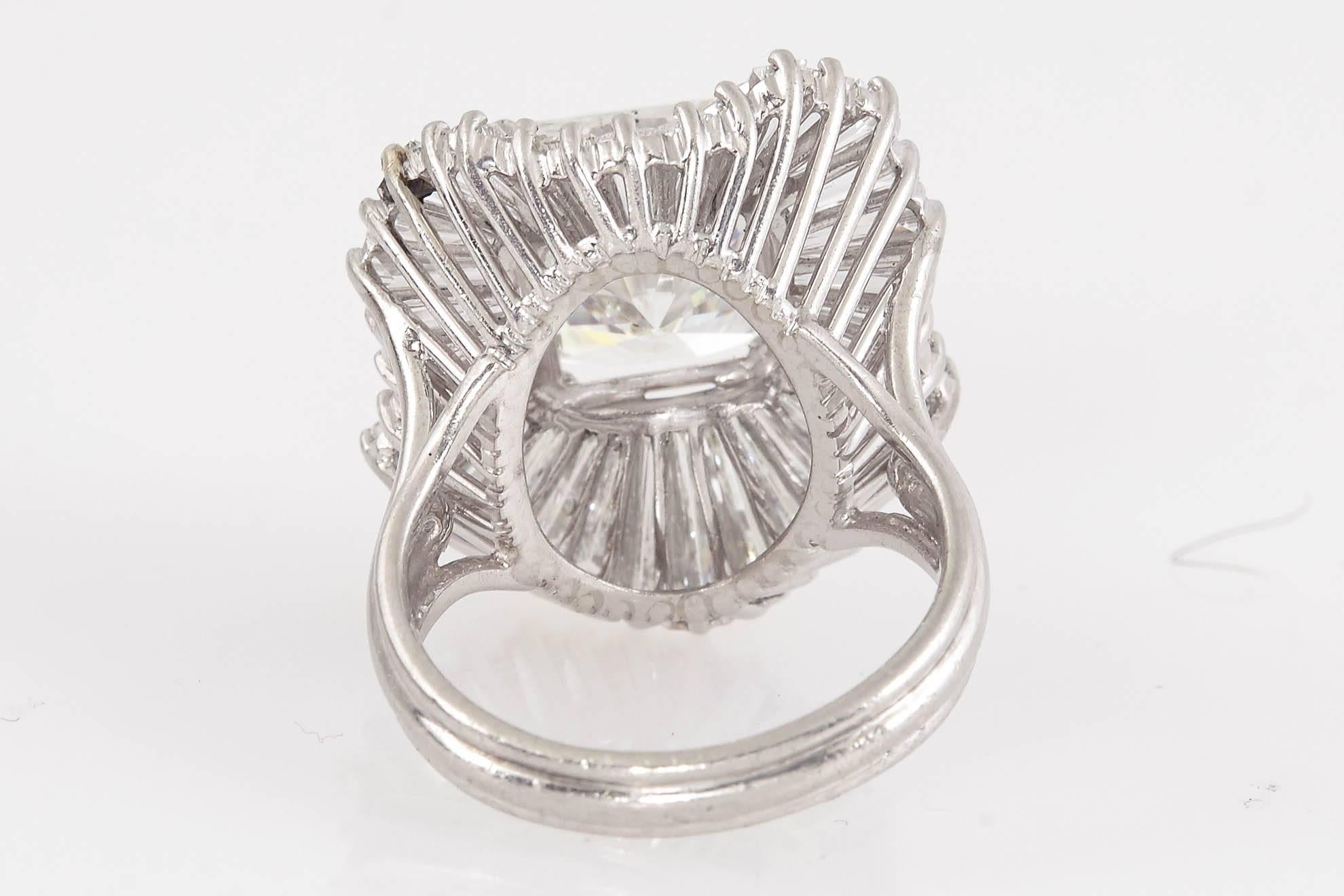 Women's 5.13 Carat Radiant Cut Diamond and 6.00 Carat Ballerina Setting Ring