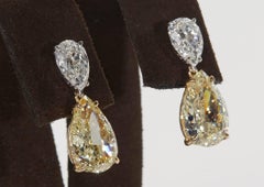 GIA Yellow and White Diamond Earrings