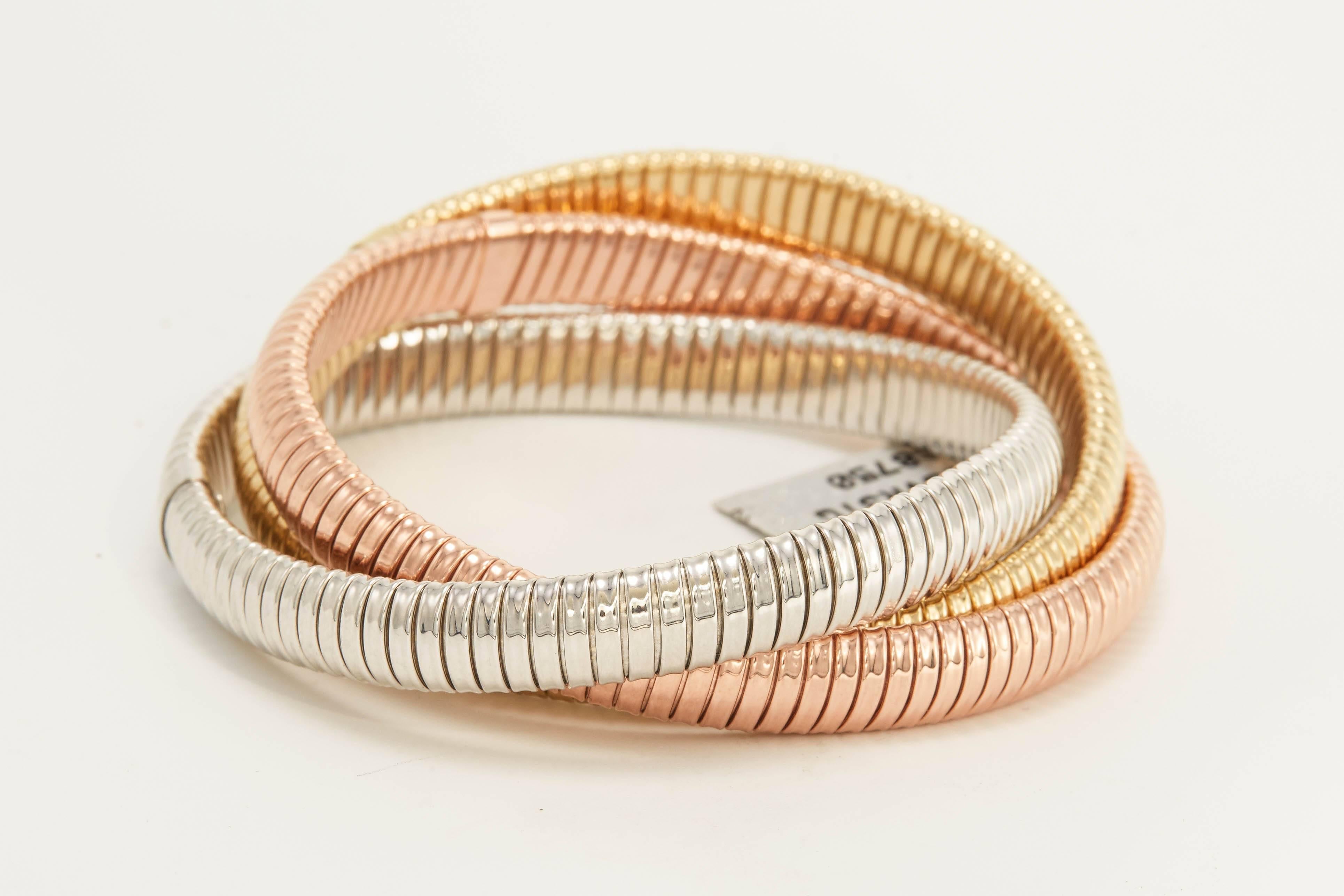 Modern Three-Color Gold Bracelets