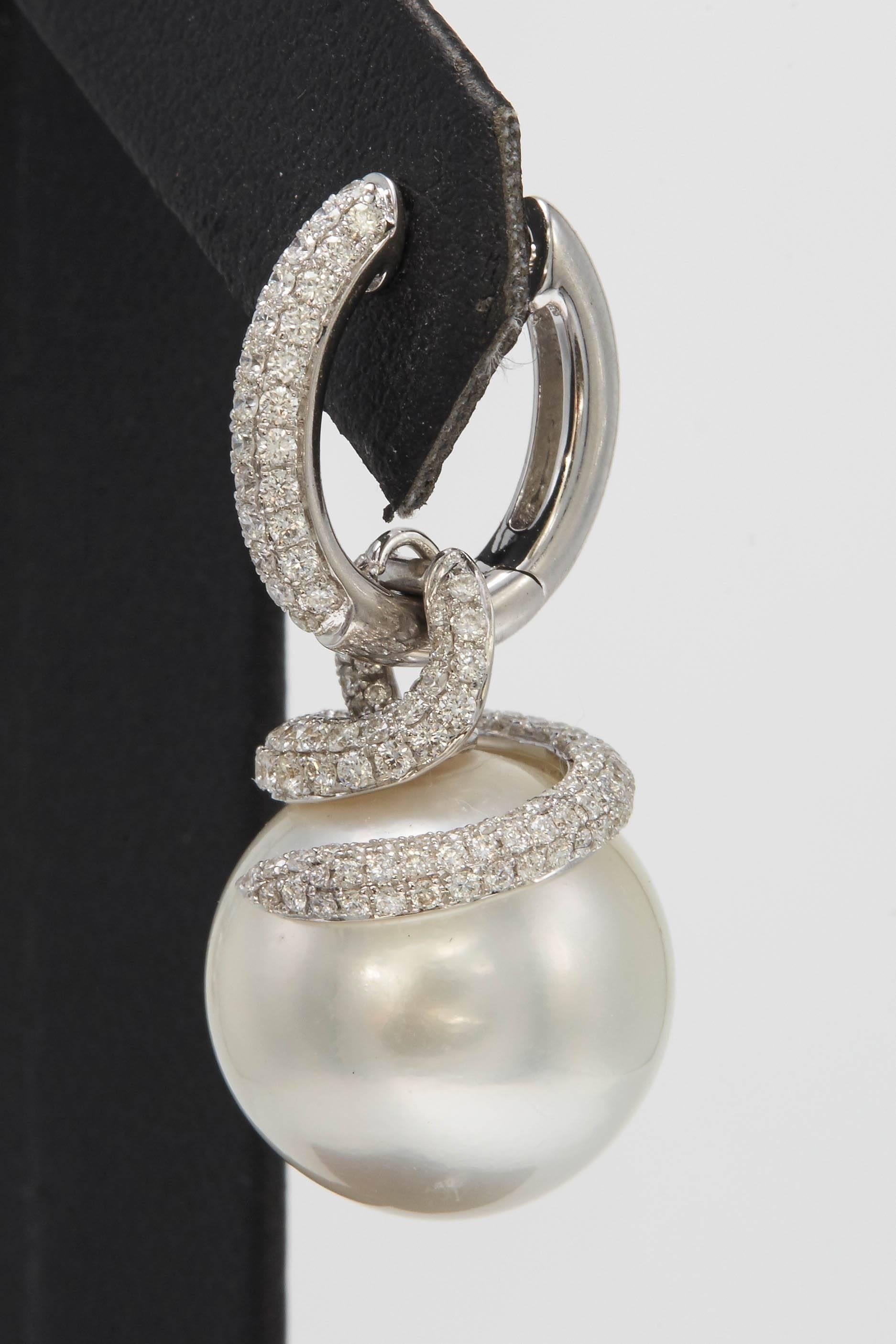 12mm Black Shell Pearl Dangle Earrings – Leverback, Round, Handmade – Nickel Free – Wholesale