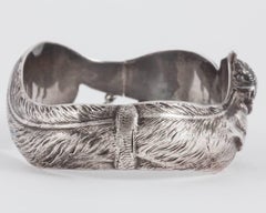 Bangle in Silver of an Unusual Fox, Realistically Engraved, circa 1870