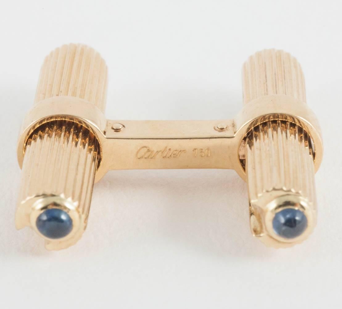 Women's or Men's Cartier Cufflinks Baton Set in 18 Carat Gold with Colored Stones