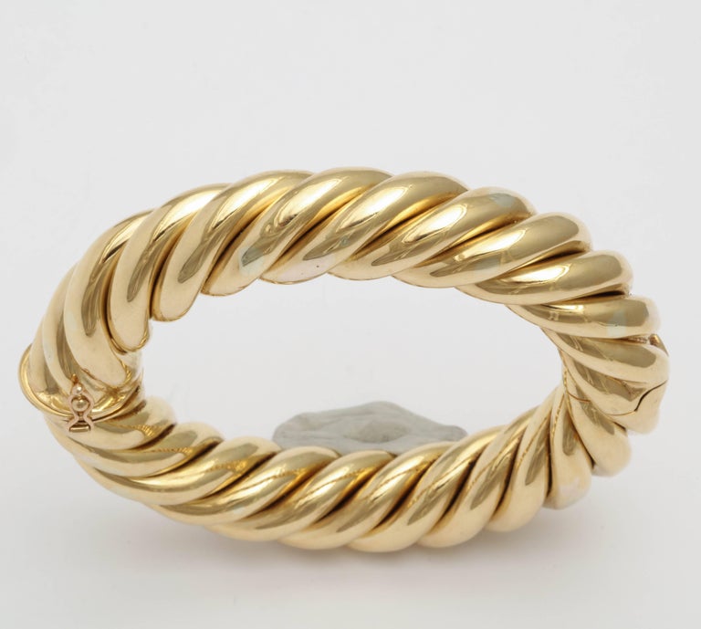 Birks Canada Hinged Heavy Gold Rope Bangle at 1stDibs