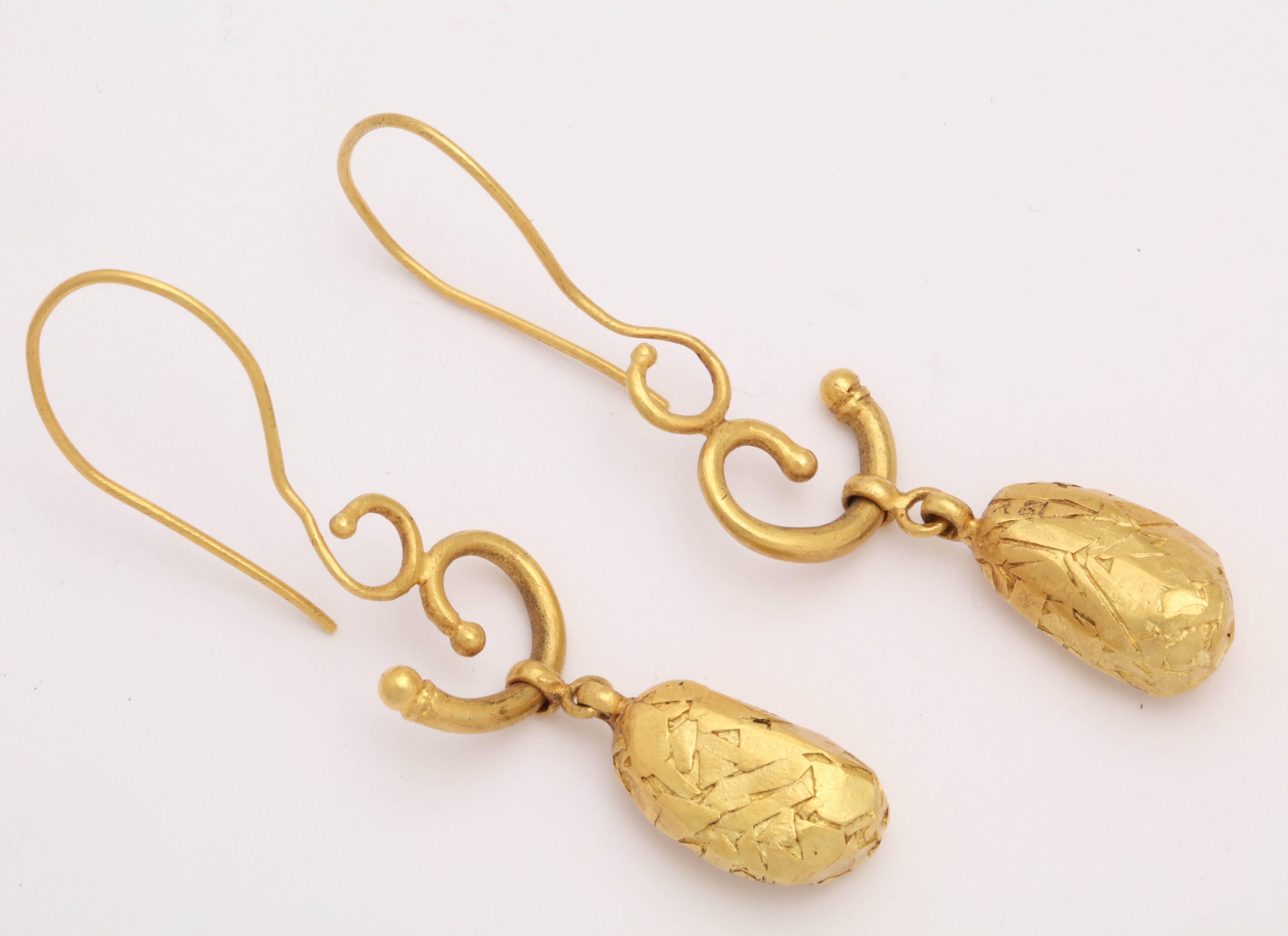 Contemporary Gold Pebble Earrings For Sale