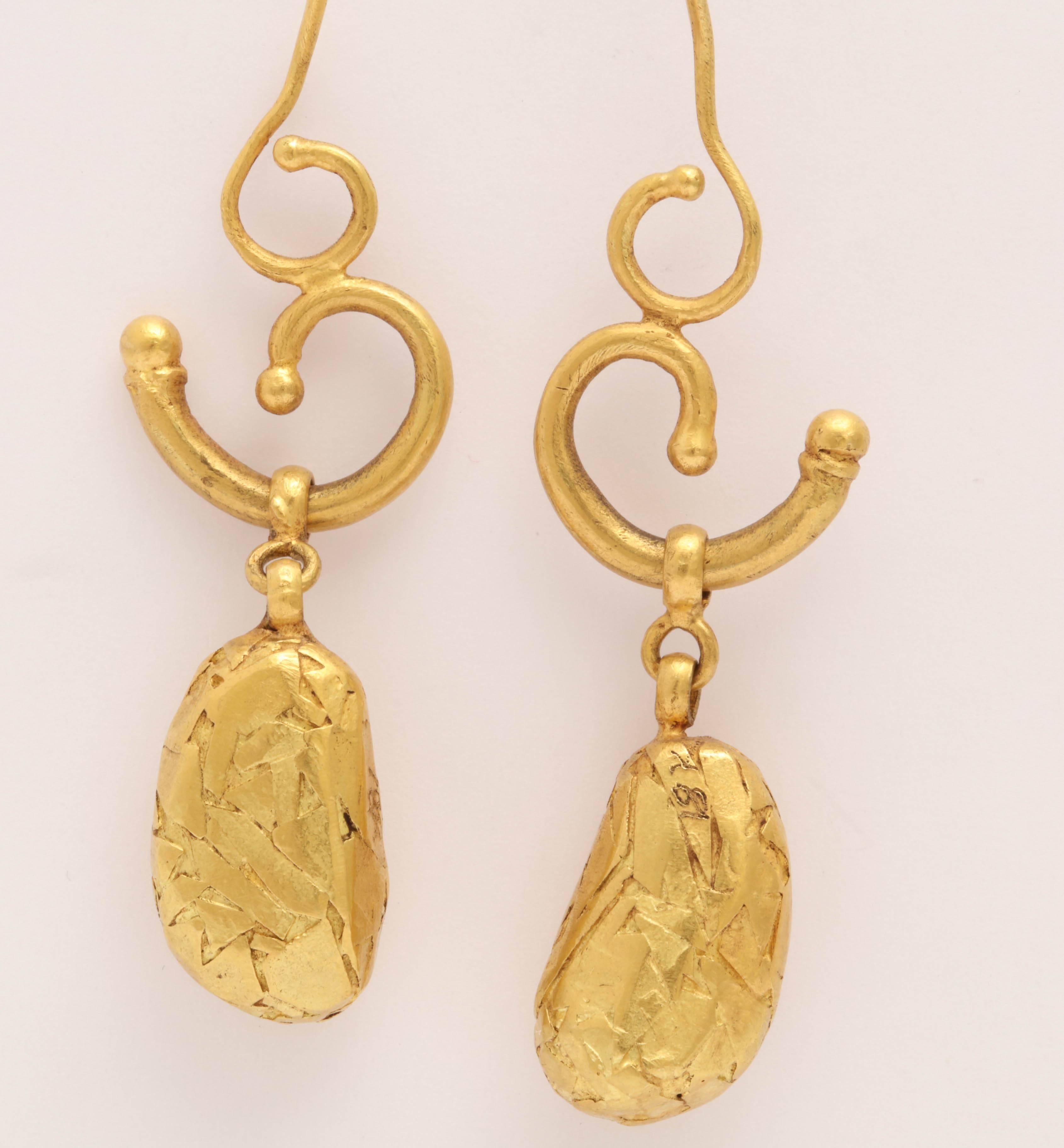 Gold Pebble Earrings For Sale 2