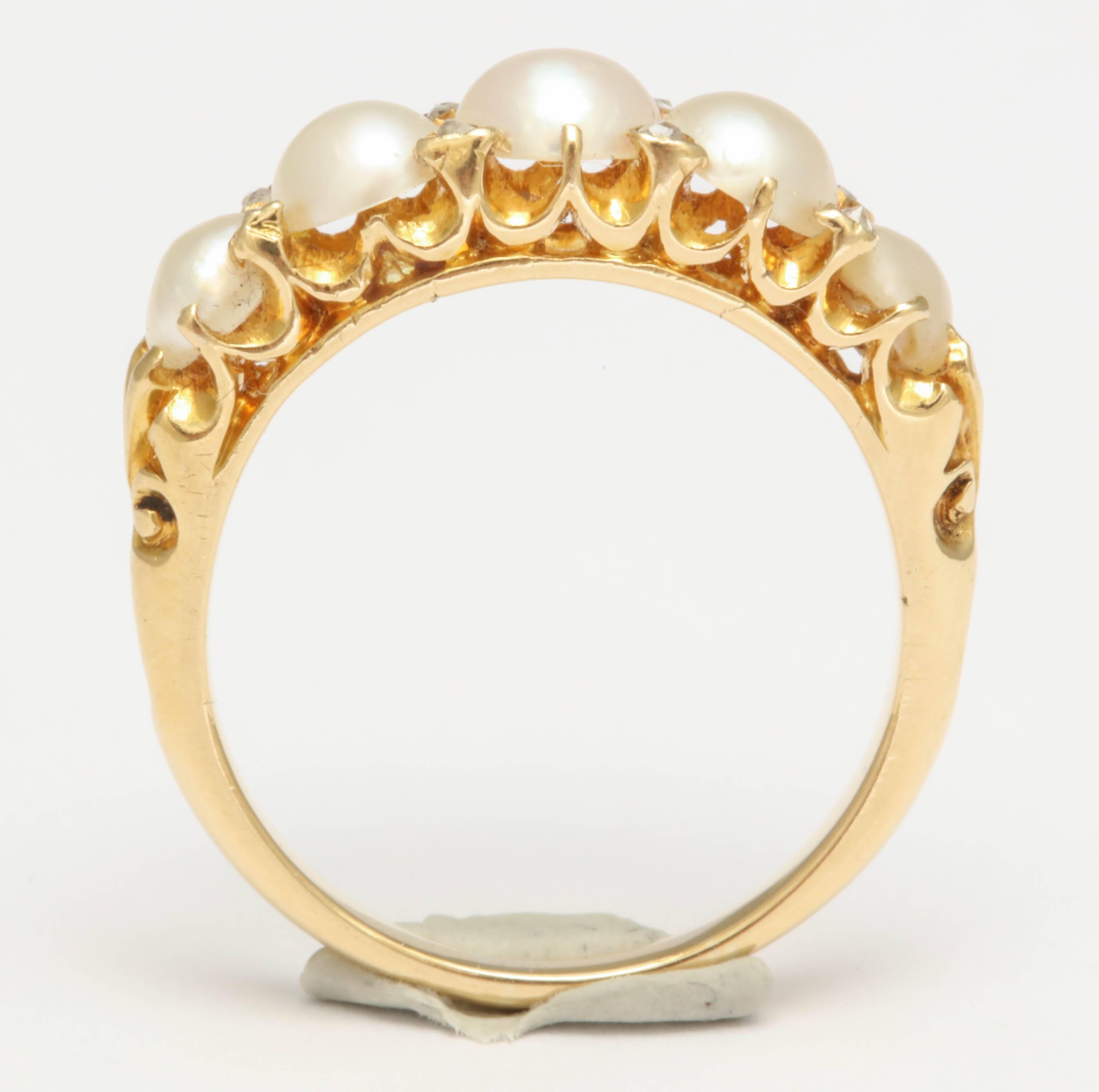 Pearl and Diamond Victorian Ring 1