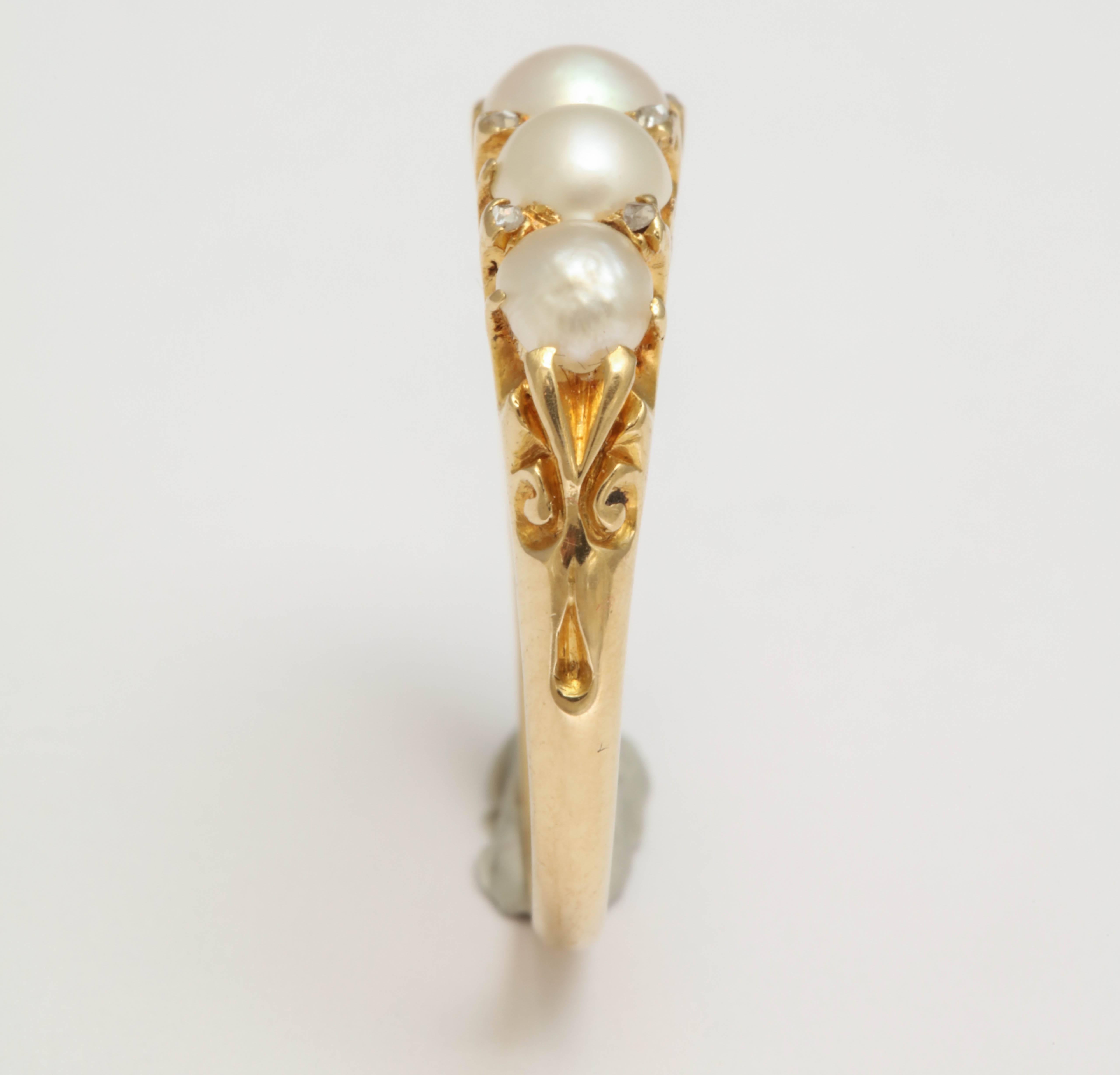 Pearl and Diamond Victorian Ring 2