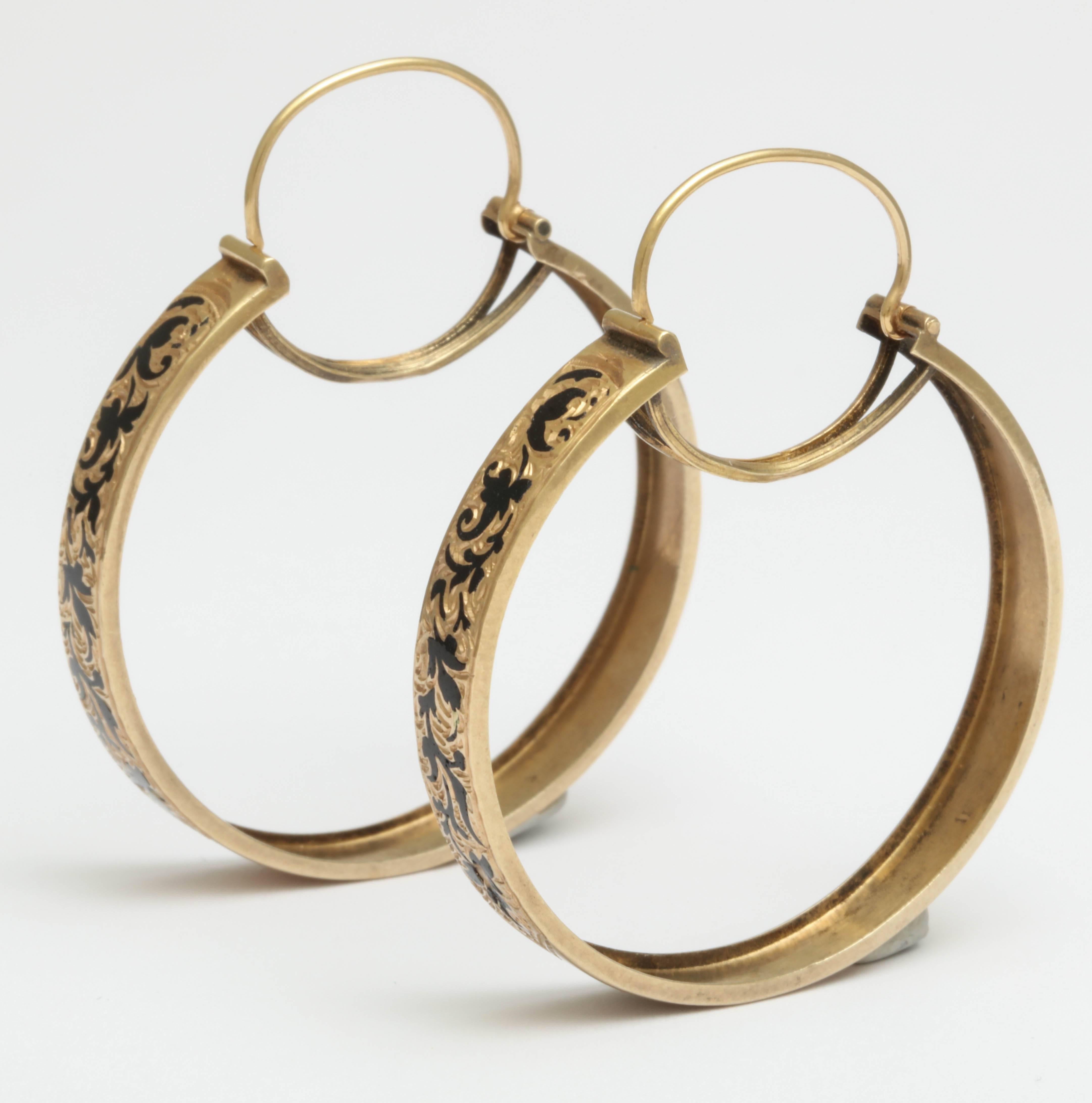 Victorian Enameled Hoop Earrings 3