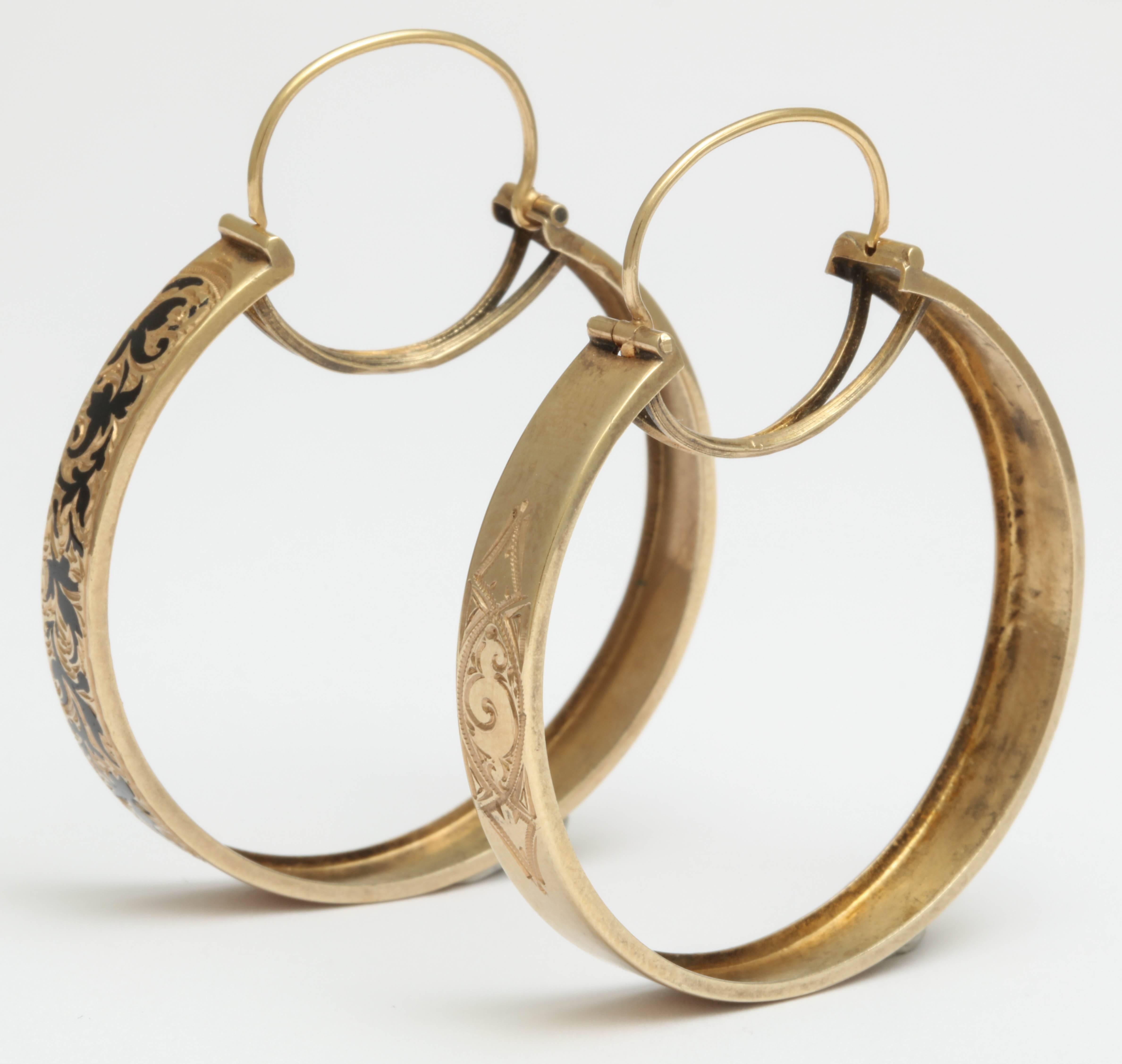 Victorian Enameled Hoop Earrings 4