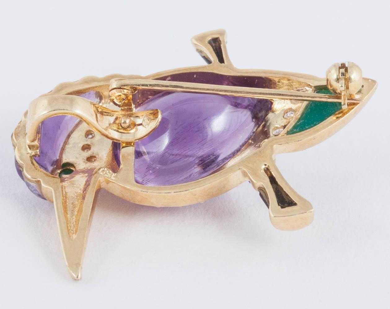 Women's 1960s Gem Set Kingfisher Brooch or Pendant For Sale