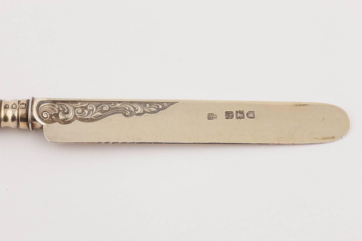 English Silver Gilt Knife Fork and Spoon by Hunt & Roskell, 1897 3