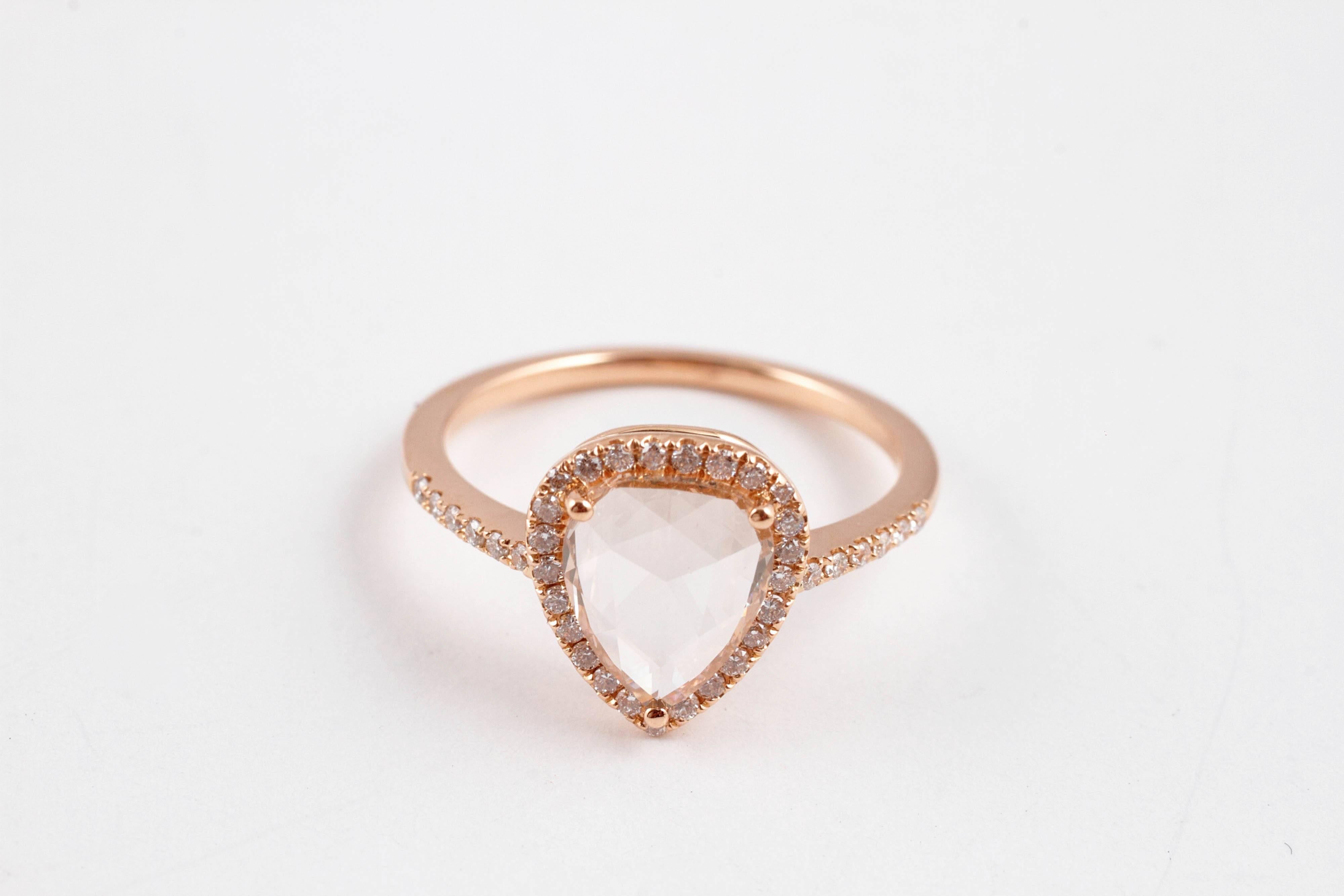 Women's Rose Gold Rose Cut Diamond Ring