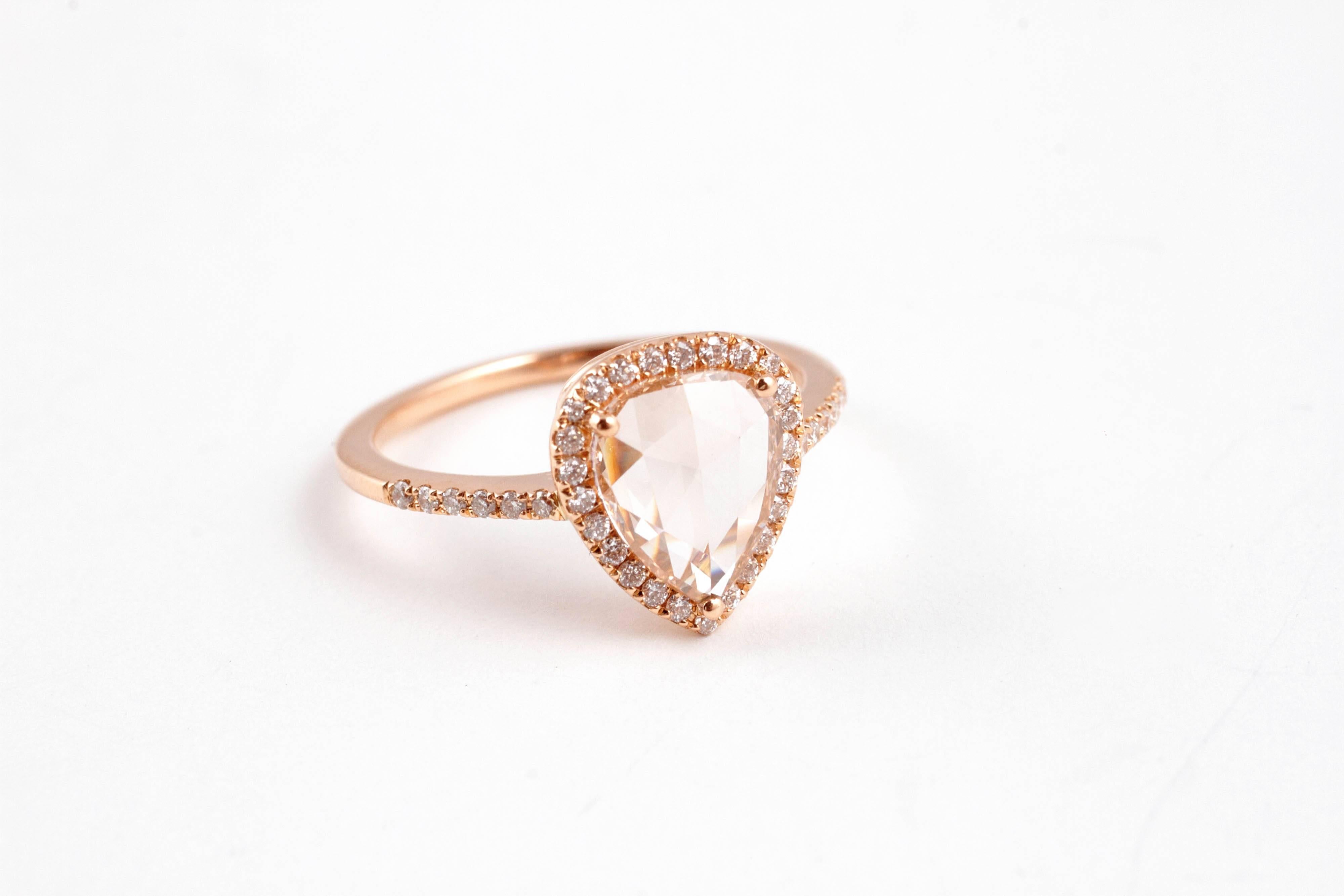 Rose Gold Rose Cut Diamond Ring 4