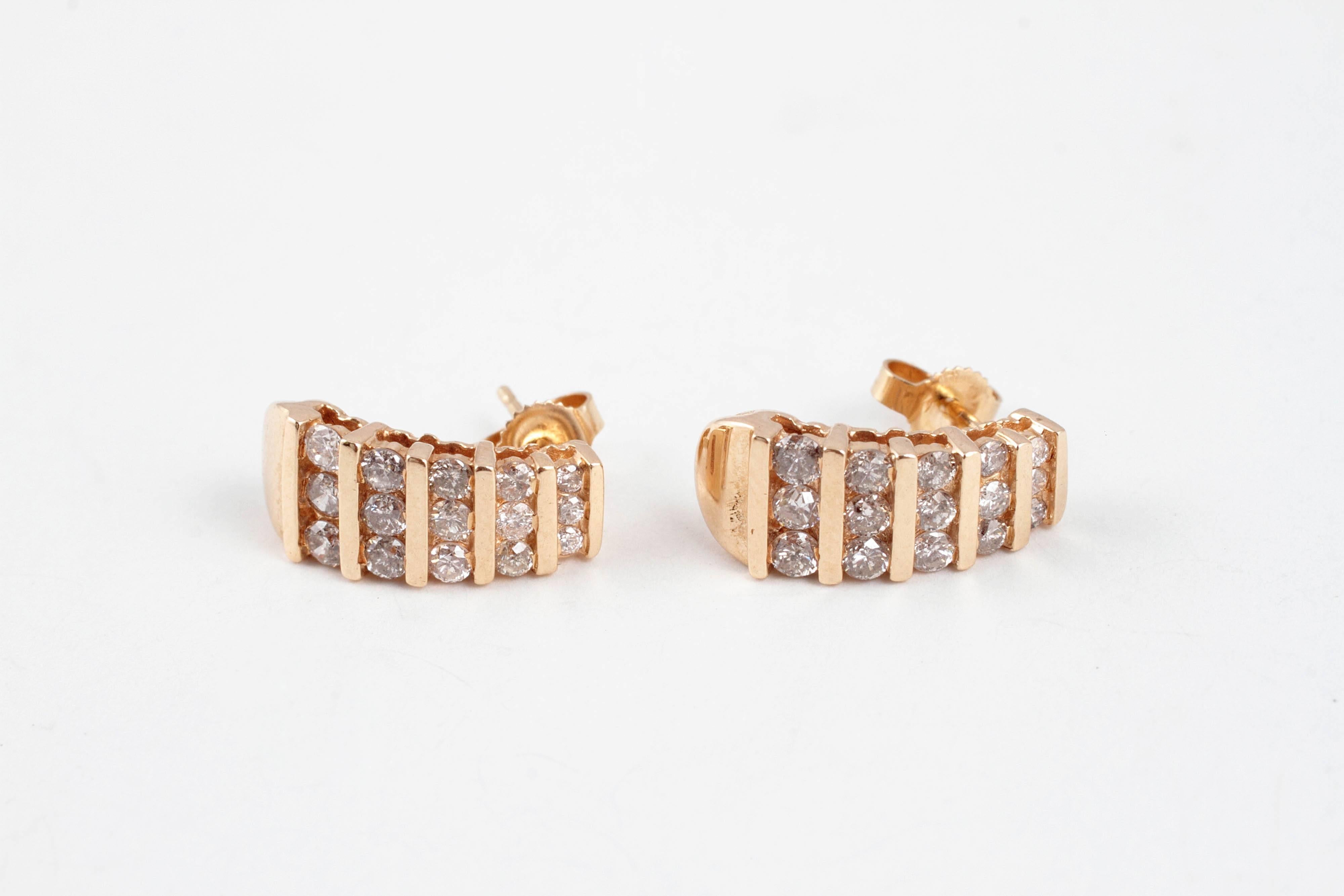 1.10 Carat Diamond Channel Set Earrings In Good Condition In Dallas, TX