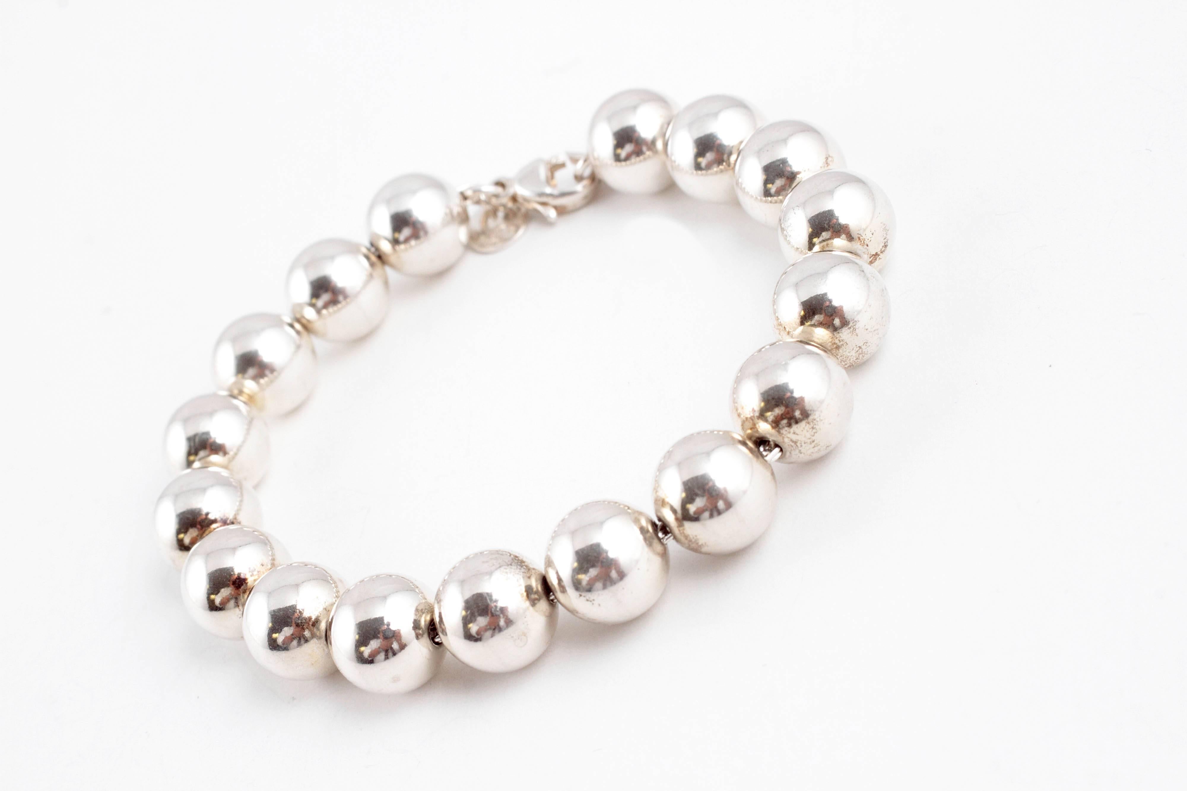 Always a classic!  Tiffany & Co. 10.00 mm sterling silver bead bracelet.