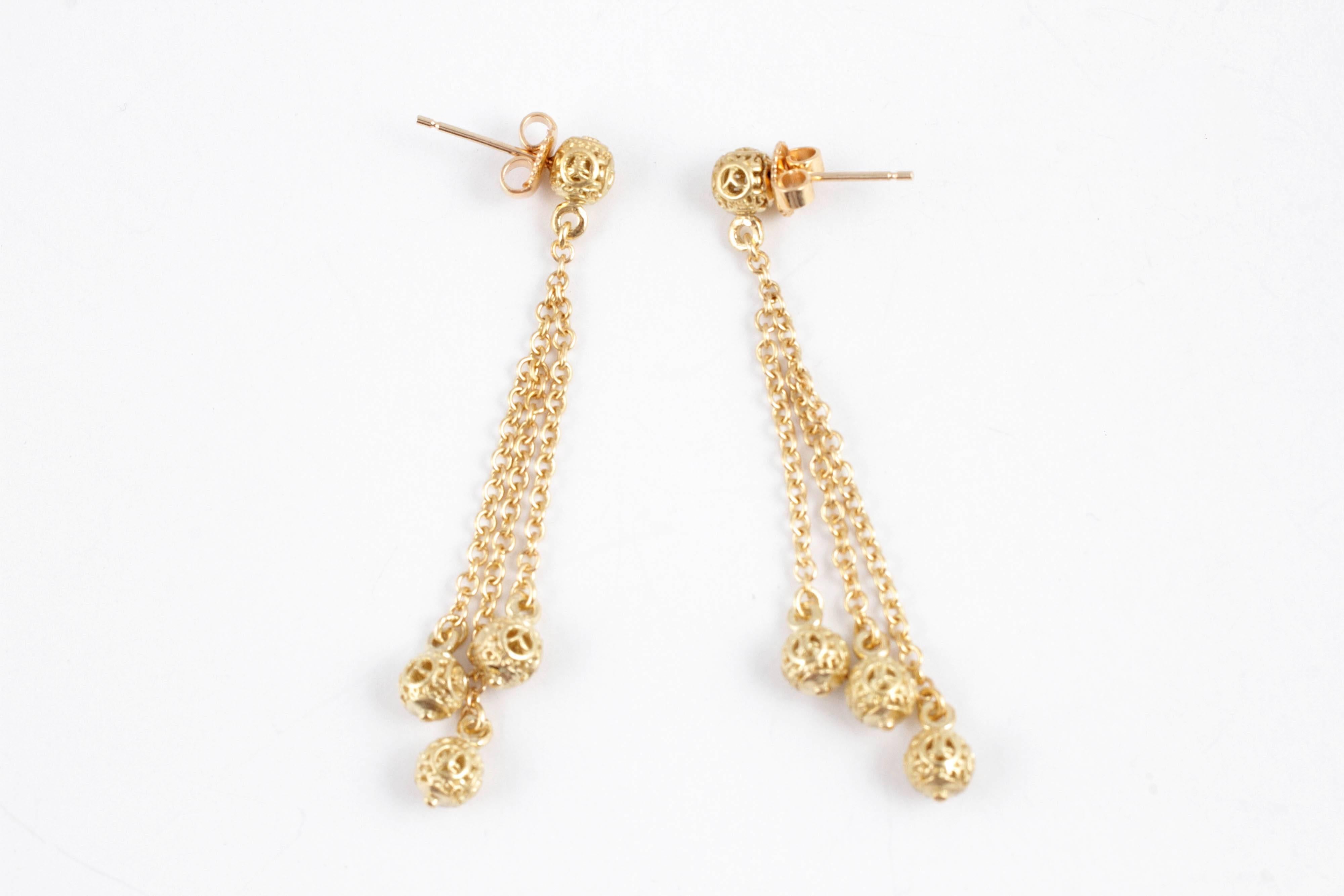 Yellow Gold Dangle Earrings 1