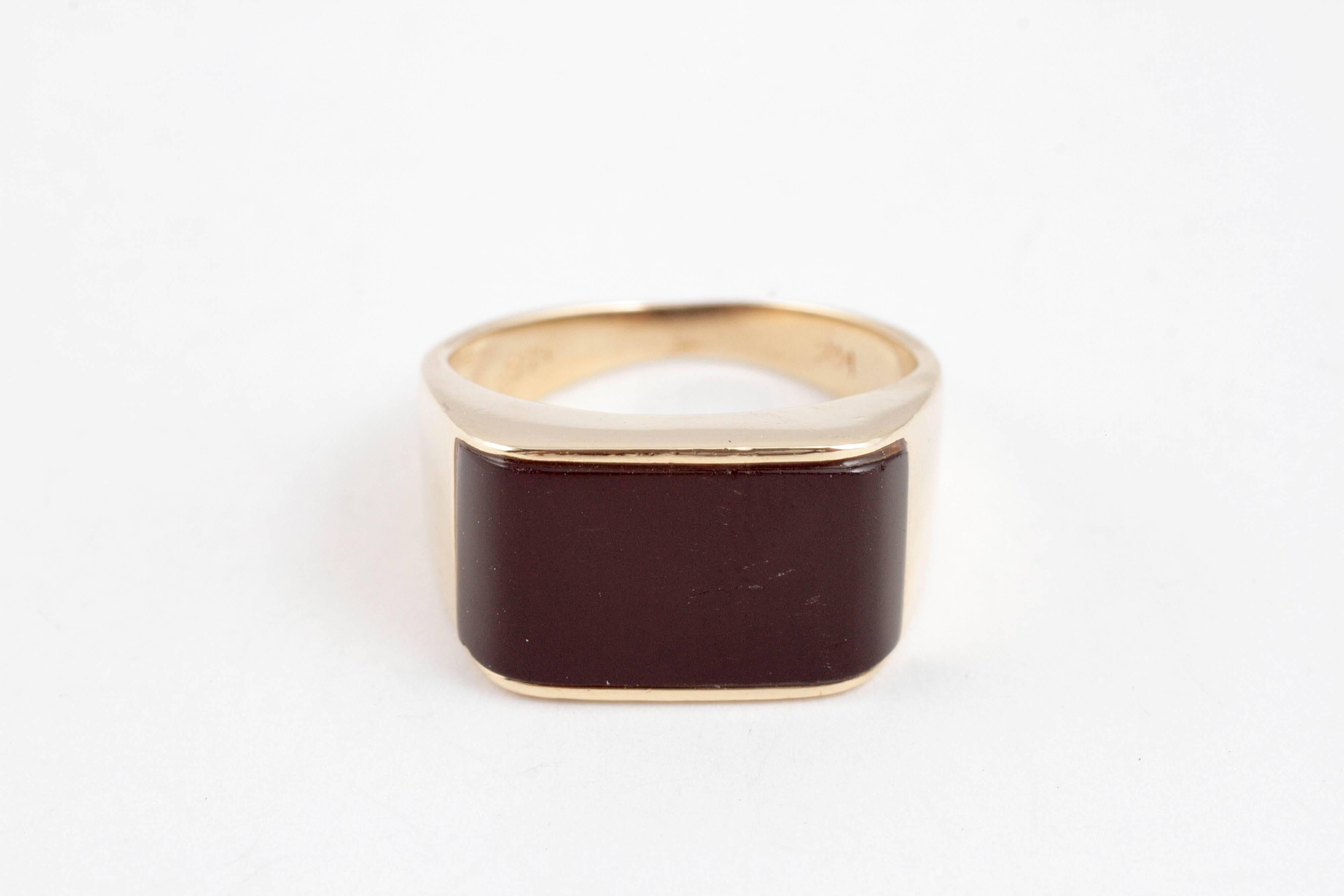 Women's or Men's Yellow Gold Black Onyx Ring