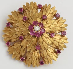 Ruby and Diamond Wreath Pin