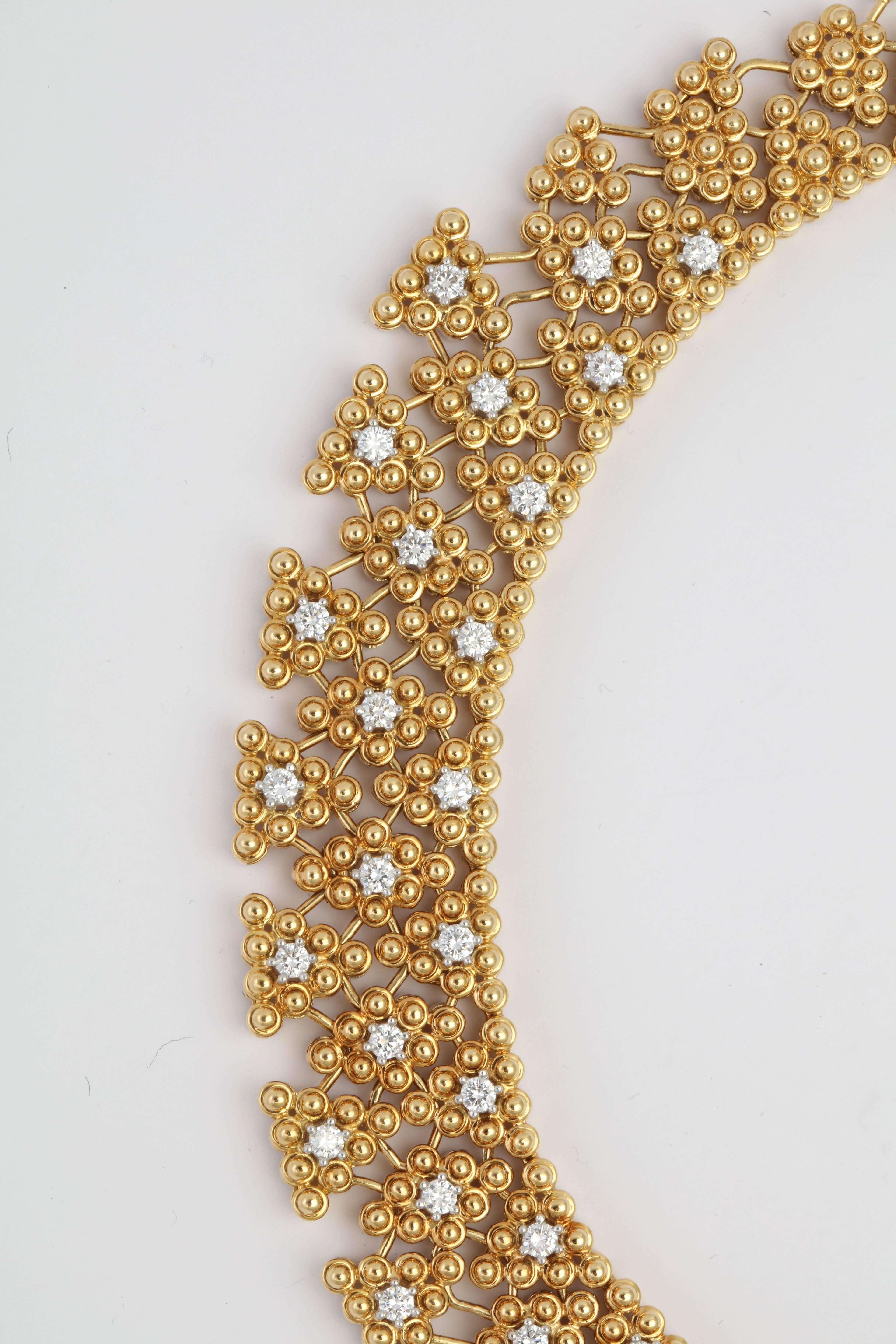 Hellenistic Woven Yellow Gold and Diamond Collar