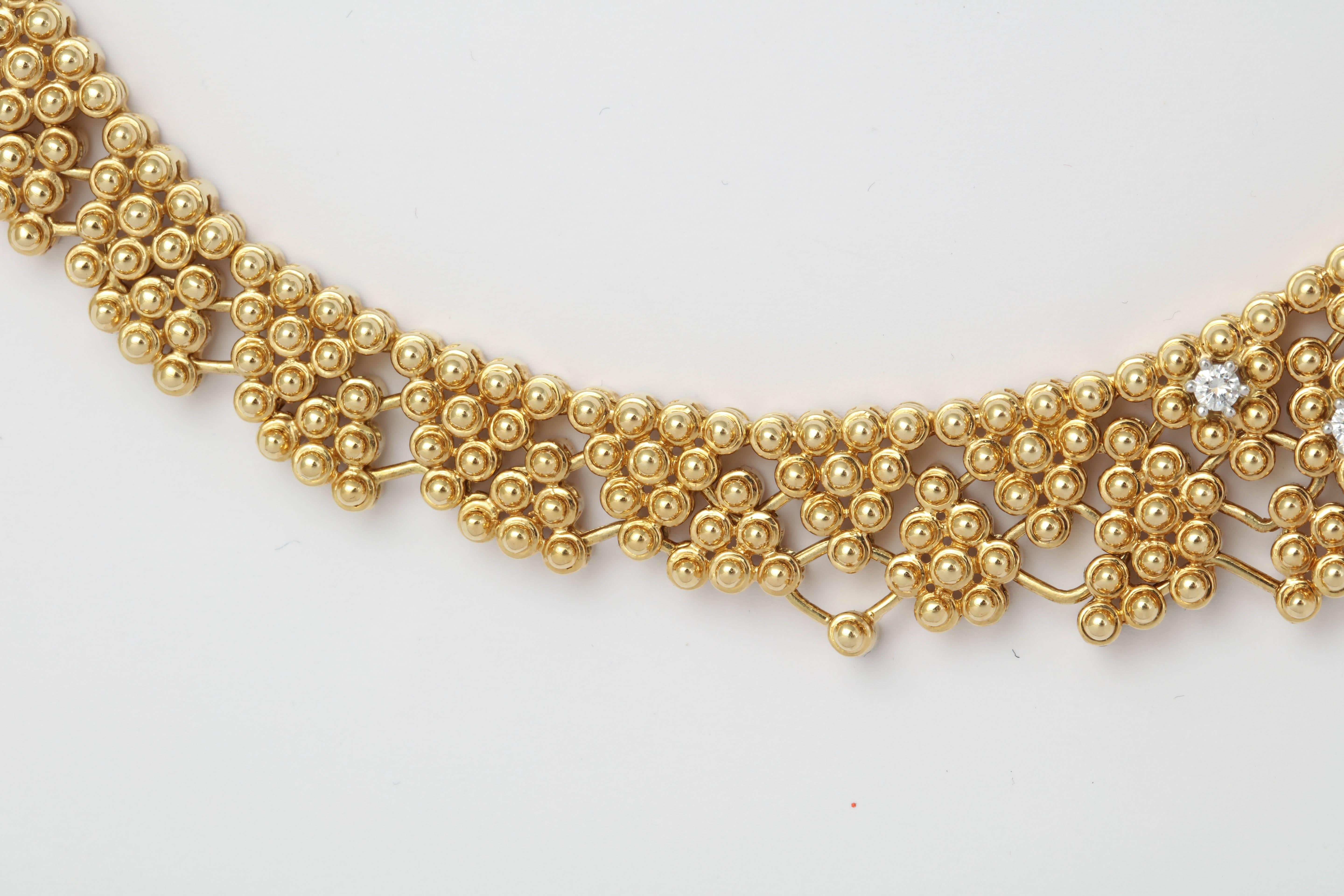 Woven Yellow Gold and Diamond Collar In Excellent Condition In New York, NY