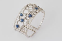 Italian Sapphire and Diamond Cuff Bracelet