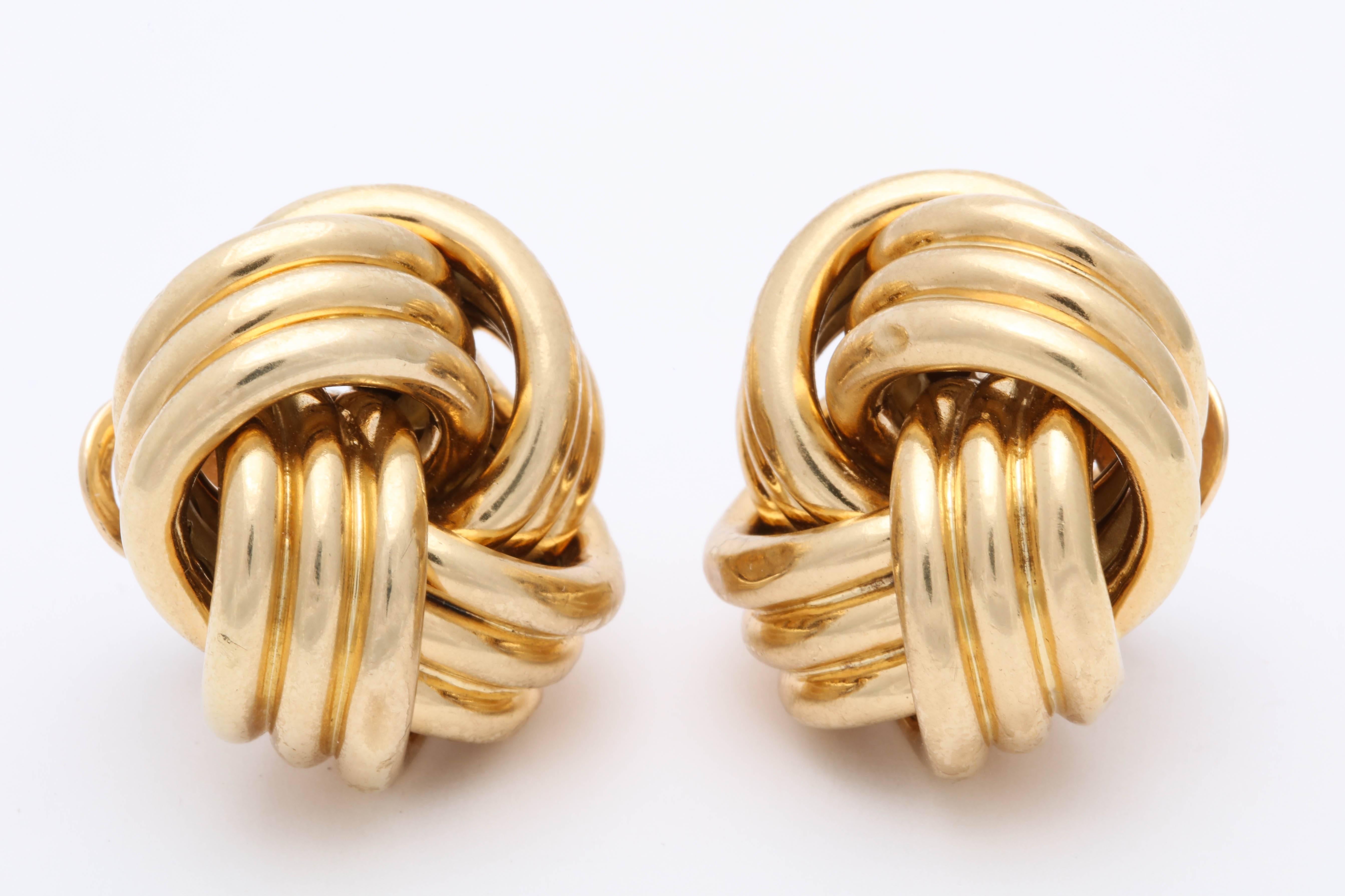 Abel and Zimmerman 1960s Jumbo Lover's Knot Twist Textured Gold Earrings 4