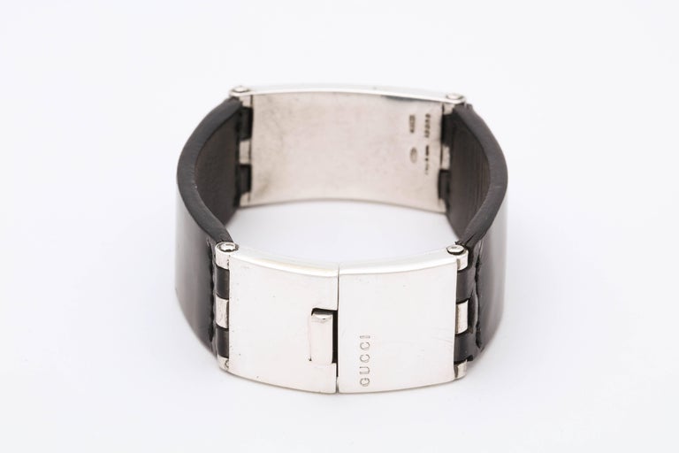 1980s Gucci Leather with Sterling Silver Panels Chic and Hip Link ...