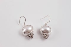 "Michael Dawkins" Sterling Silver Pearl Earrings