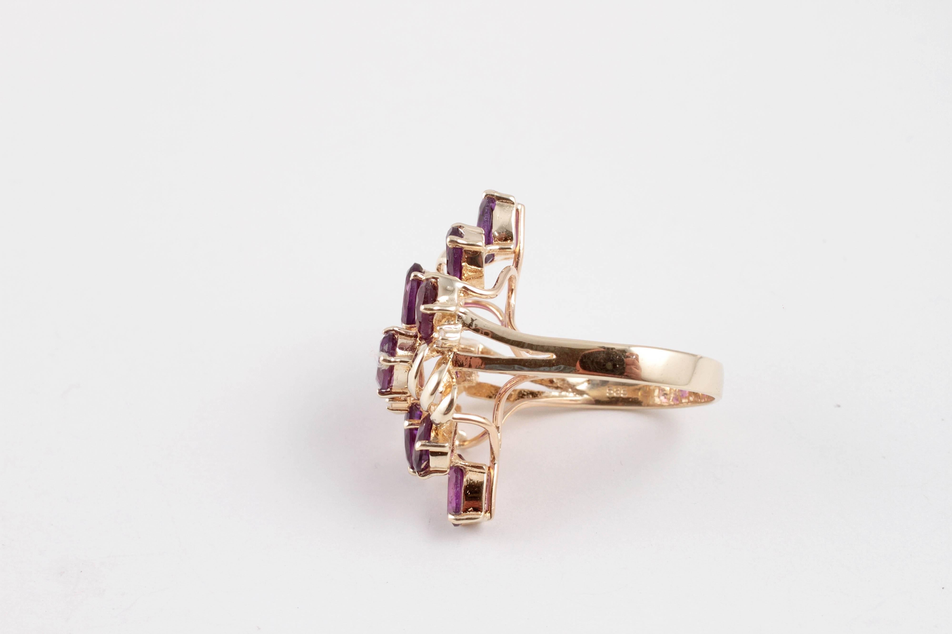 Amethyst Yellow Gold Accent Diamond Ring 1