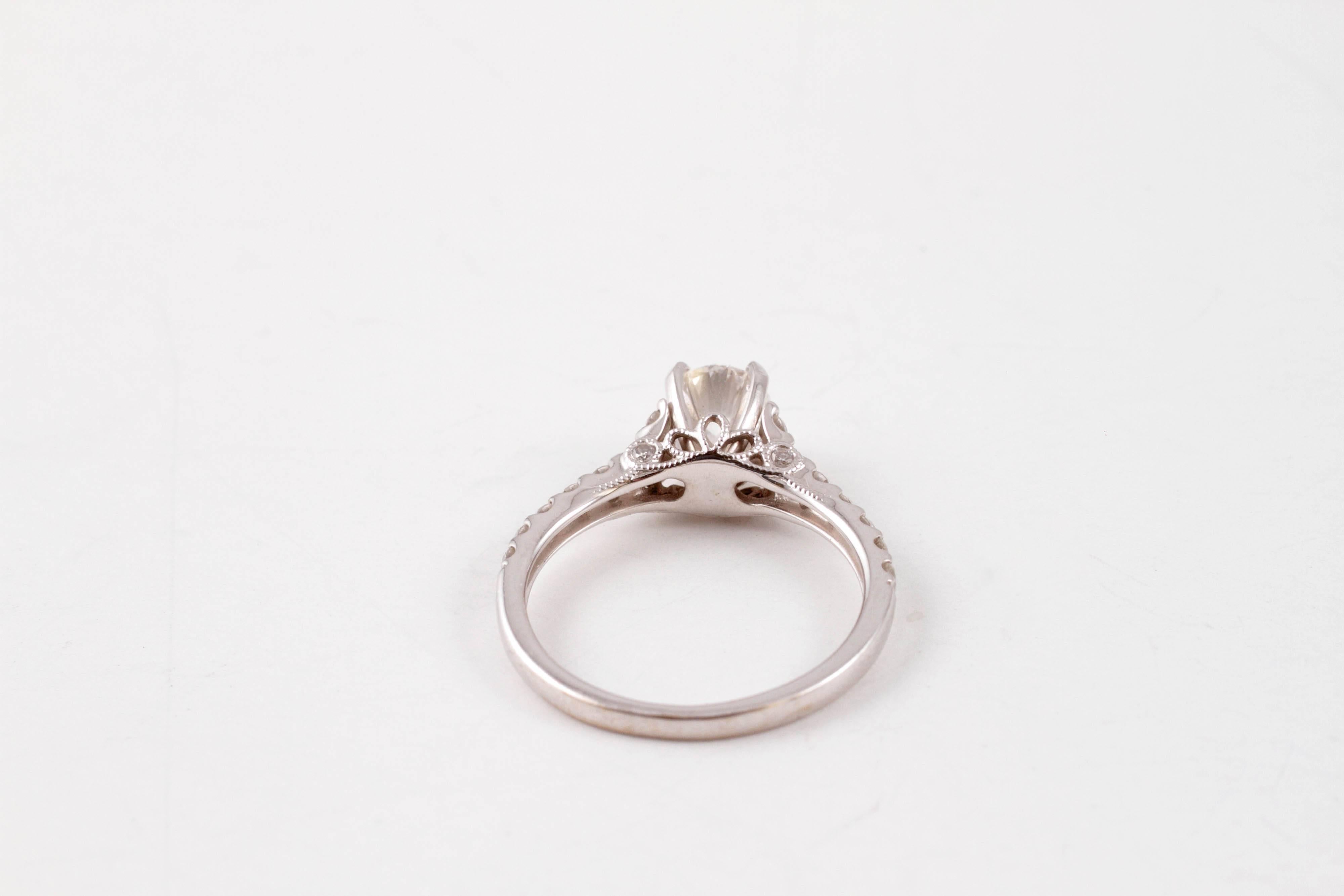 White Gold Diamond Engagement Ring GIA Certified 0.61 Carat Center 2
