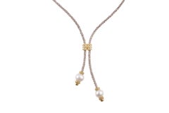 Yellow Gold Cultured Pearl Lariat Necklace