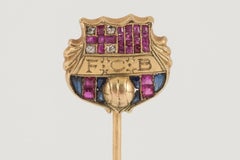 Barcelona Football Club Tie Pin, Sapphires, Rubies & Diamond, French, circa 1910