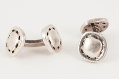 Cufflinks, heavy, silver by Hermes Paris c, 1910/20, Hermes case