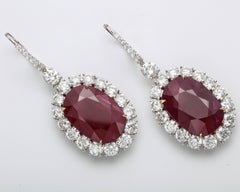 33 Carat GIA Certified Ruby and Diamond Earrings