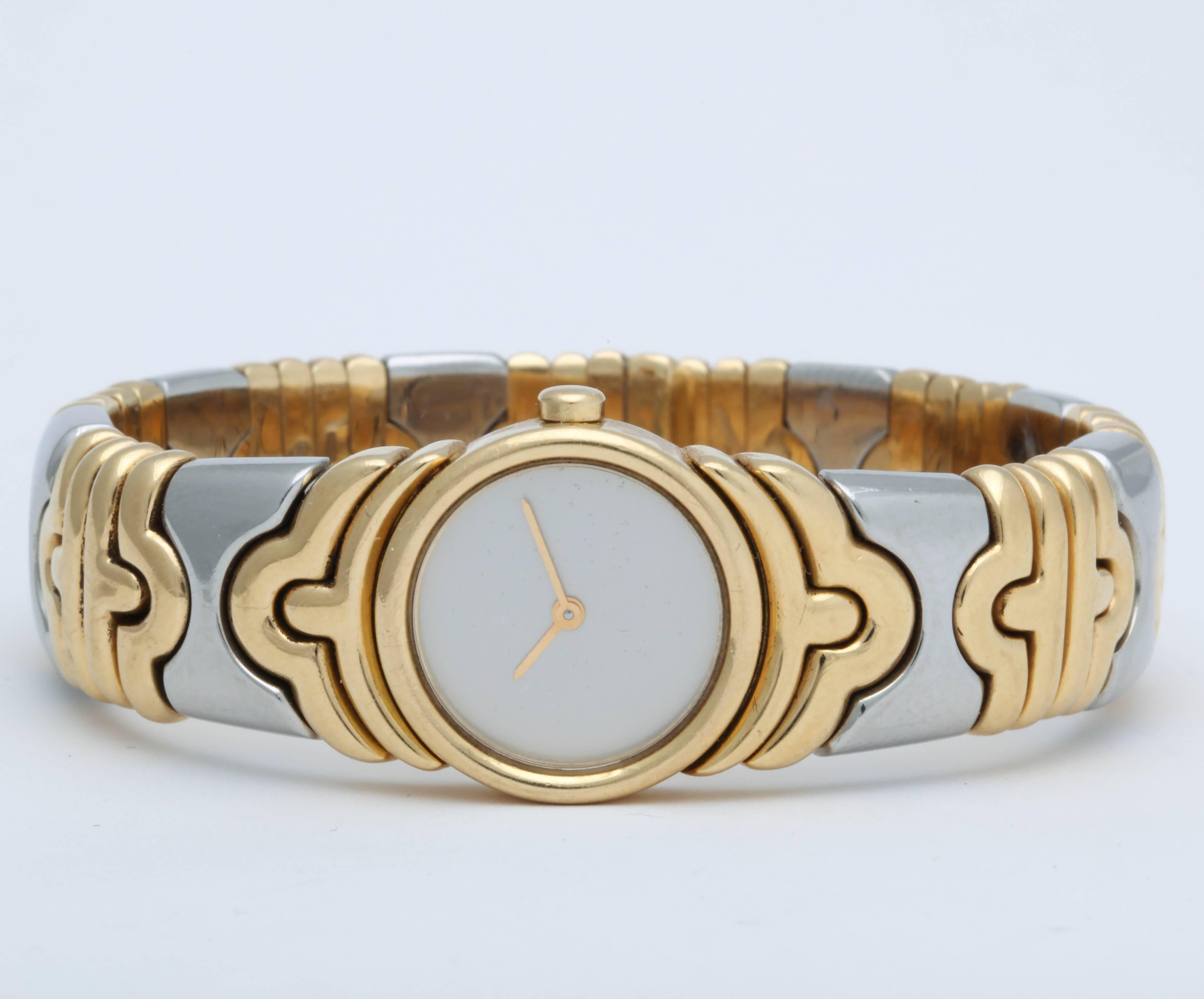 Women's or Men's Bulgari yellow gold stainless steel Parenthese Quartz Wristwatch