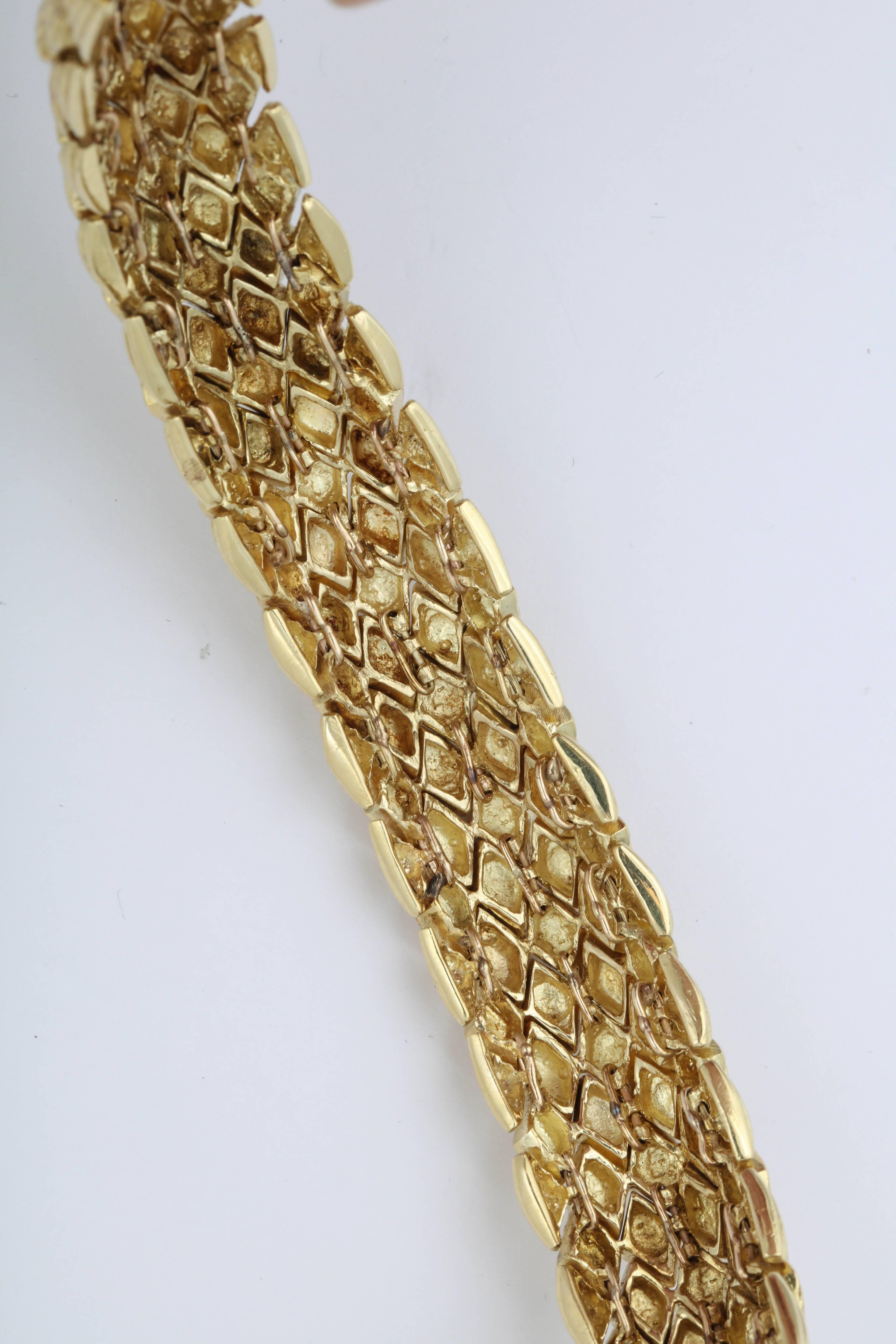 Contemporary Gold Bracelet with Engraved Design For Sale
