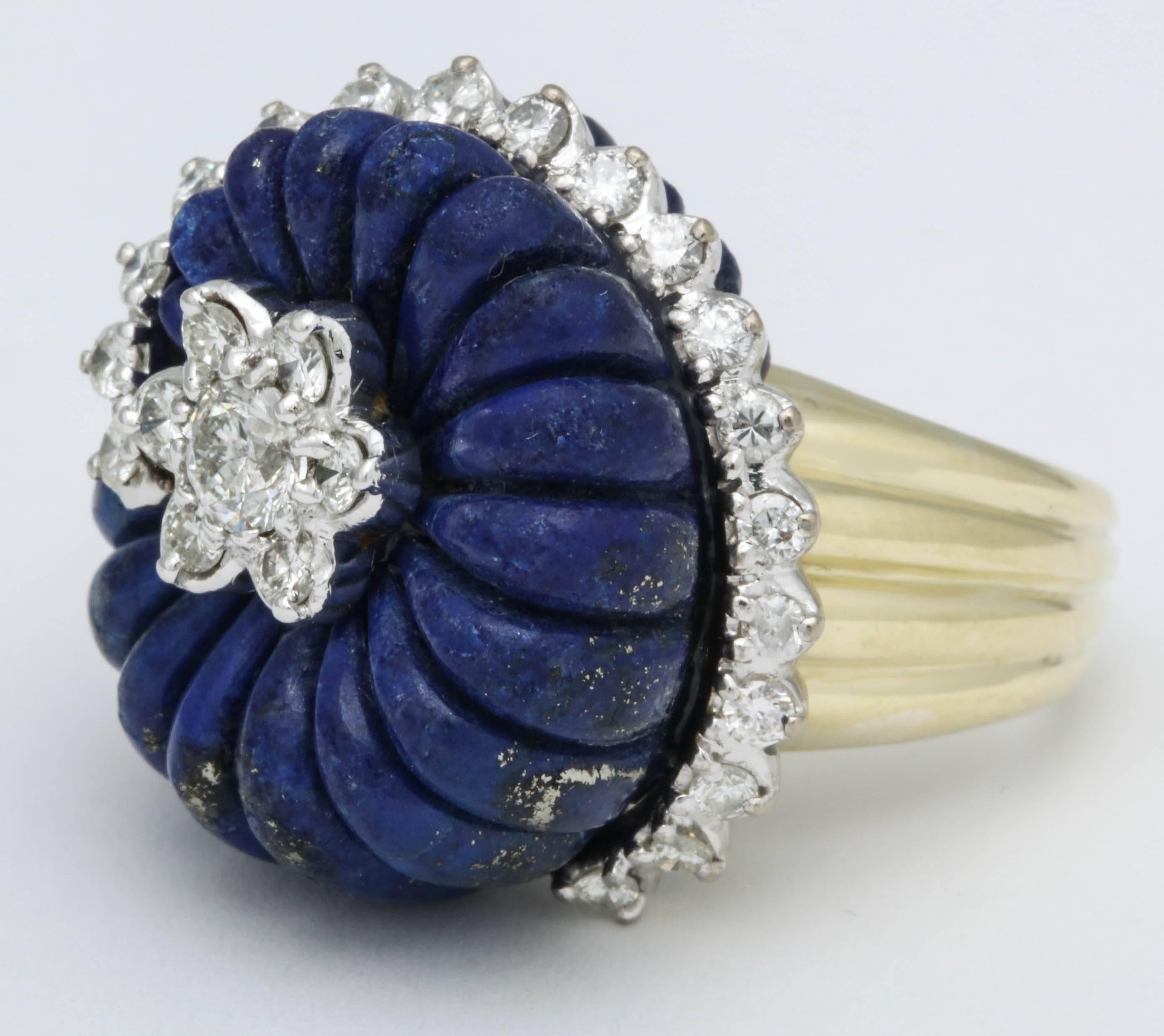 Moderno Anello con lapis e diamanti intagliati in vendita