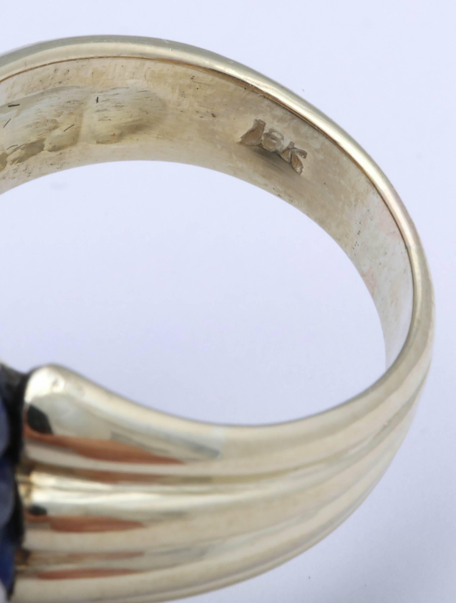 Anello con lapis e diamanti intagliati in vendita 1