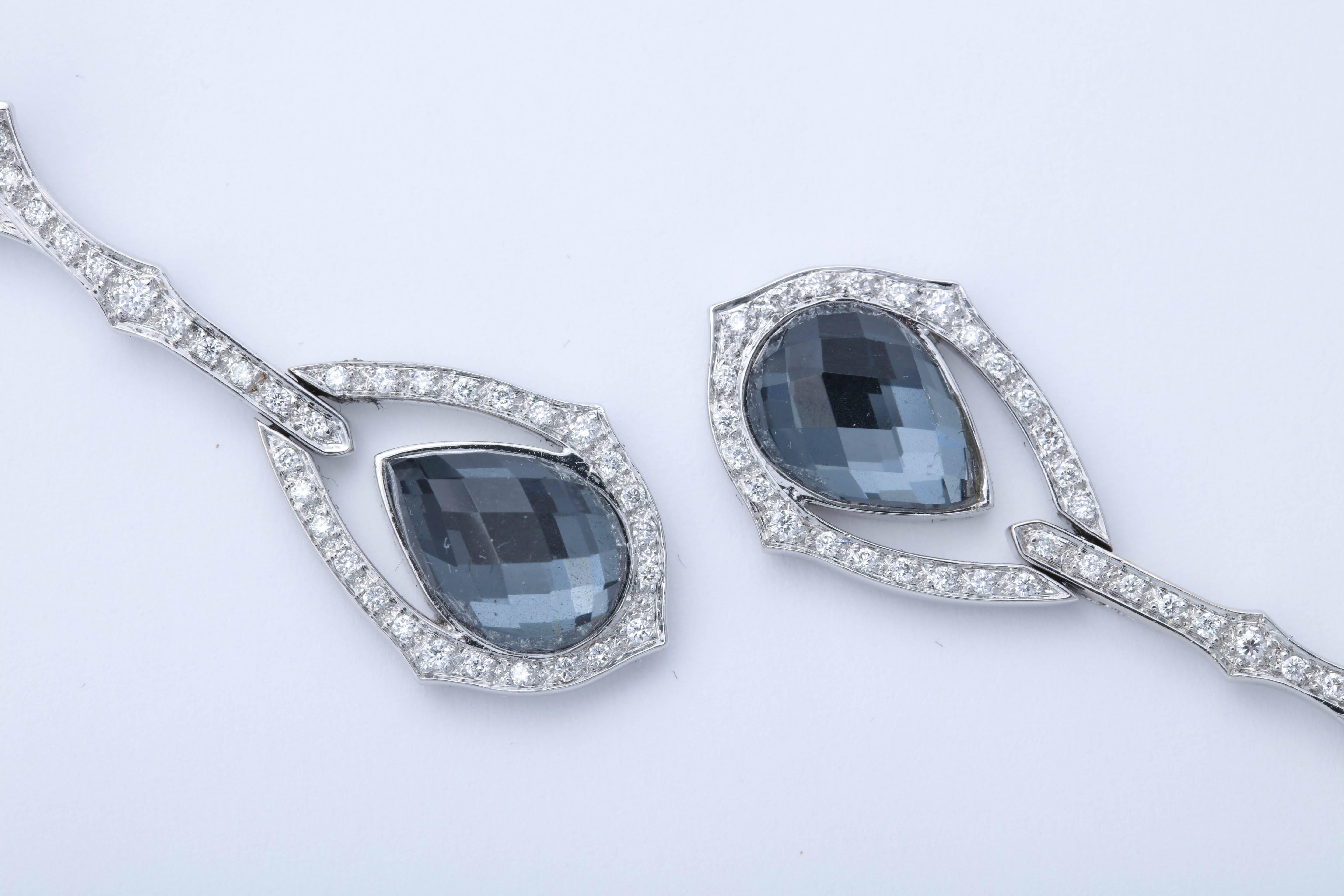 Stephen Webster 18 Karat White Gold, Crystal Haze and Diamond Drop Earrings In Excellent Condition In New York, NY