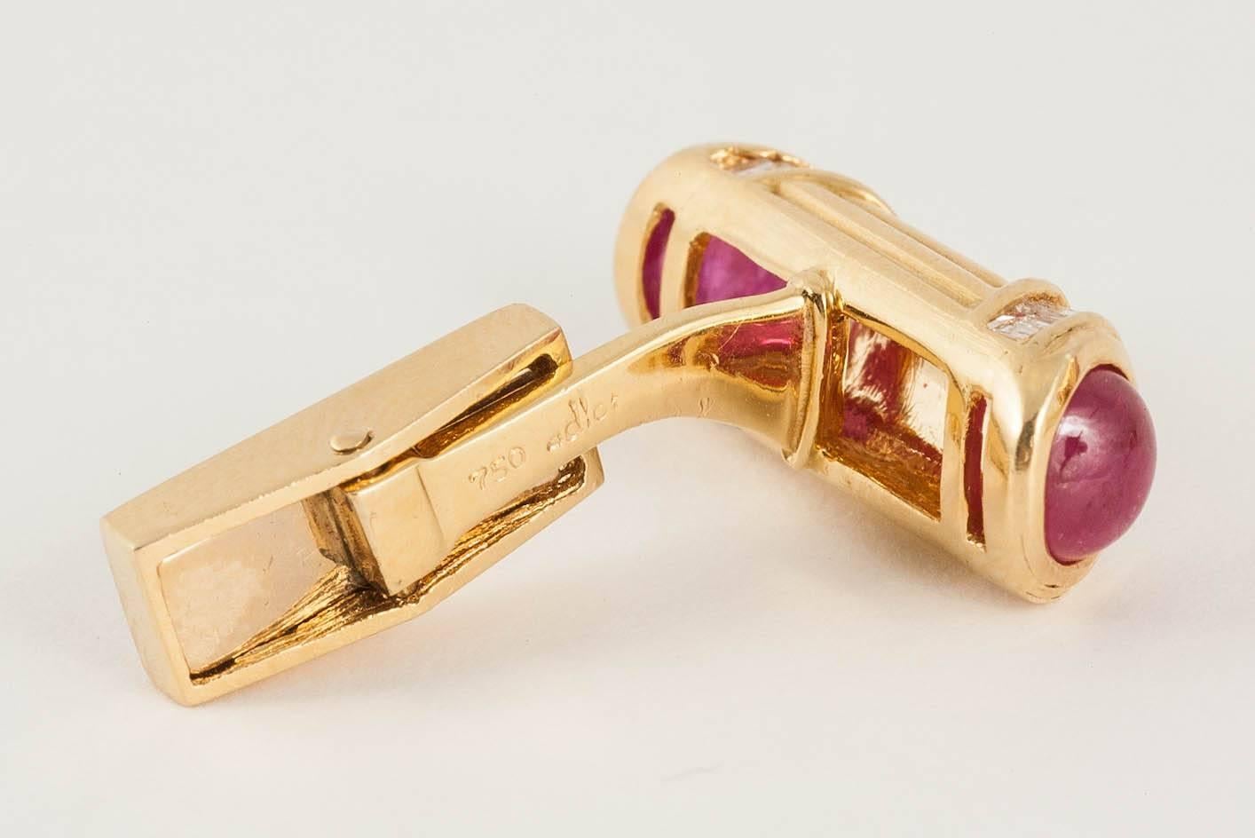 Cufflinks 1970s Adler of London Diamond, Ruby, 18 Carat Gold 3