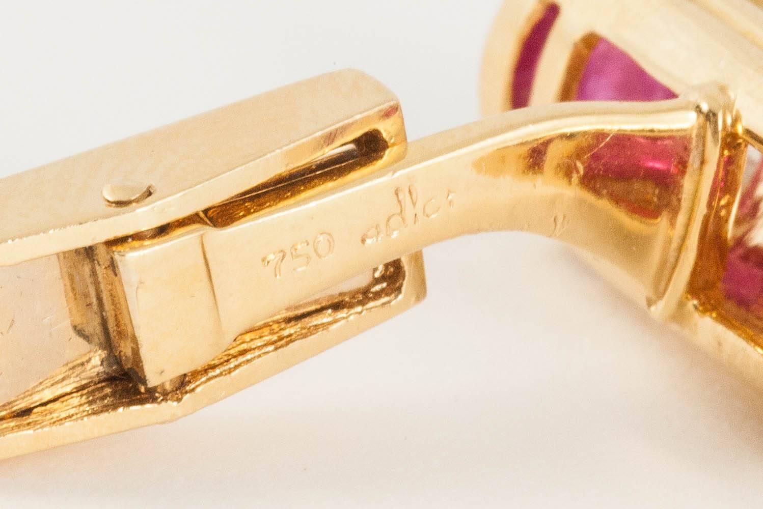 Cufflinks 1970s Adler of London Diamond, Ruby, 18 Carat Gold 4