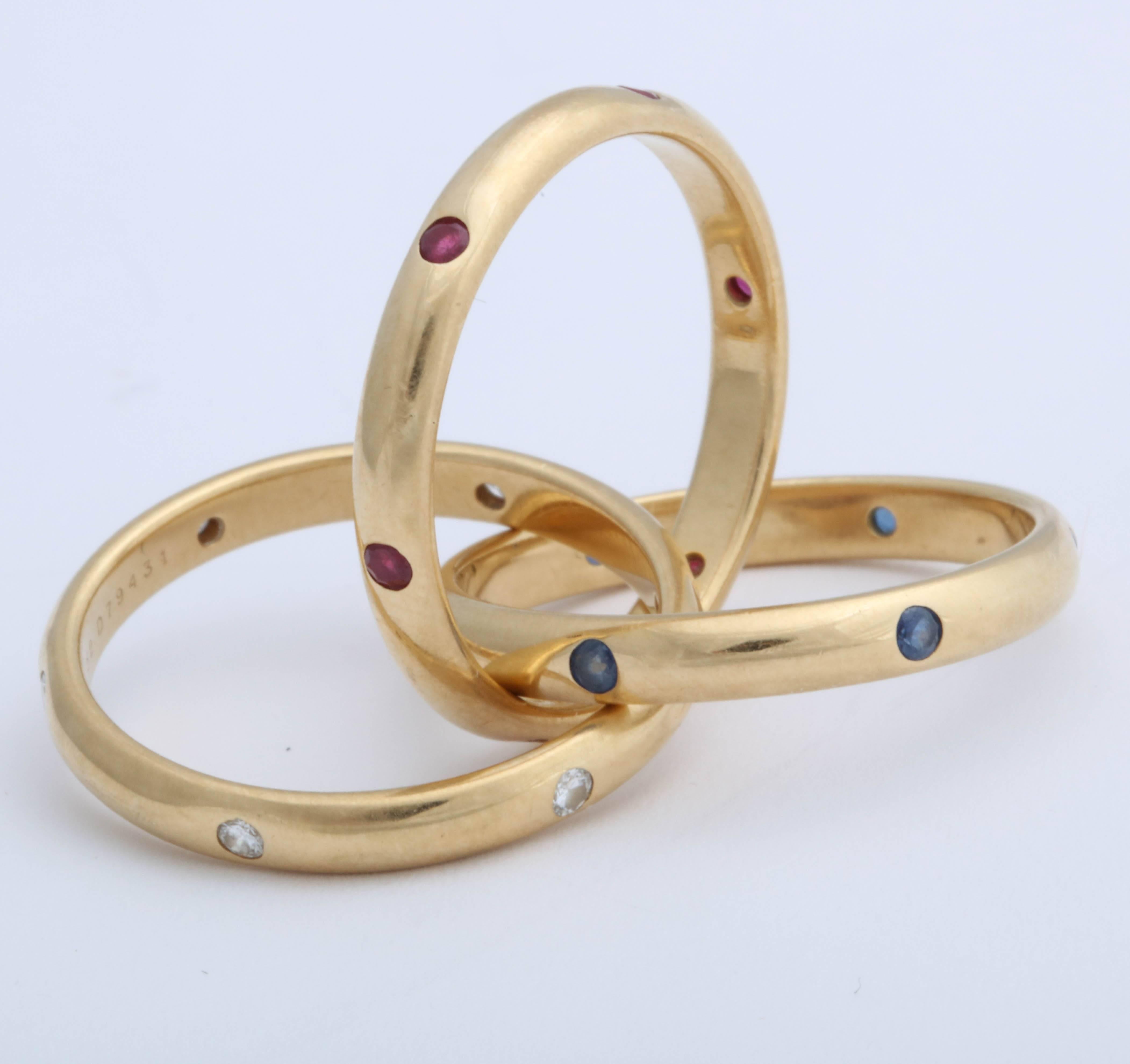 Cartier Trinity Ring Set with Ruby Sapphire and Diamonds 3