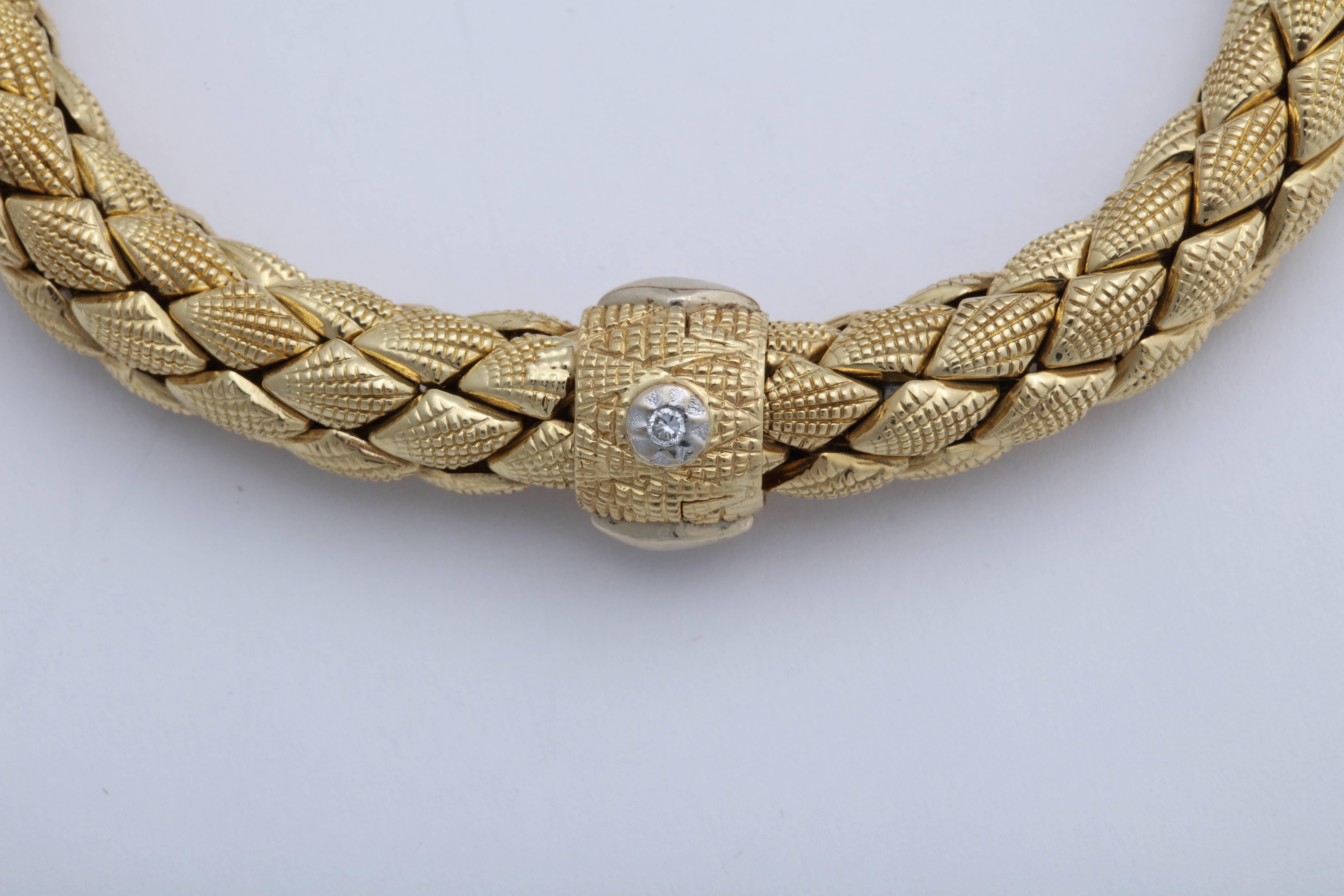 Woven 18kt Yellow Gold Bracelet associated with Chimento Necklace.  Can be added to the Necklace for additional length or worn separately - with or without the Necklace. mmmm  Lots of choices.