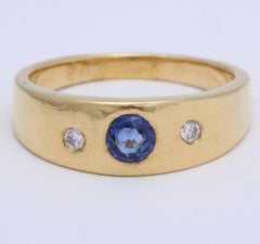 Blue Sapphire and Diamond Band Ring