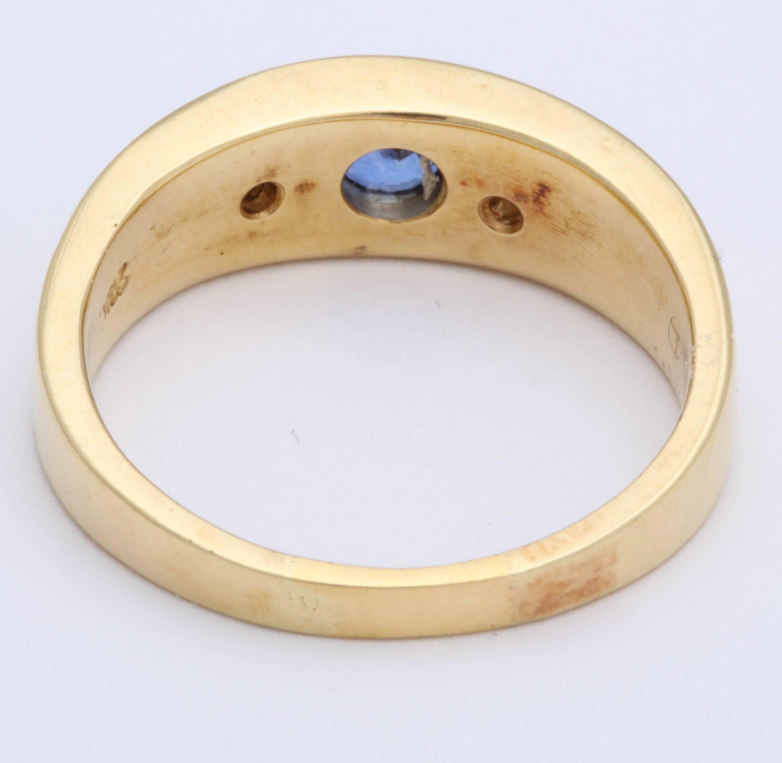 Round Cut Blue Sapphire and Diamond Band Ring For Sale