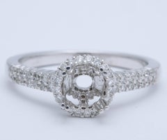 White Gold and Diamond Halo Solitaire Mounting