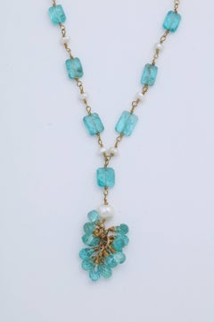 Apatite Wrapped Tassle Necklace